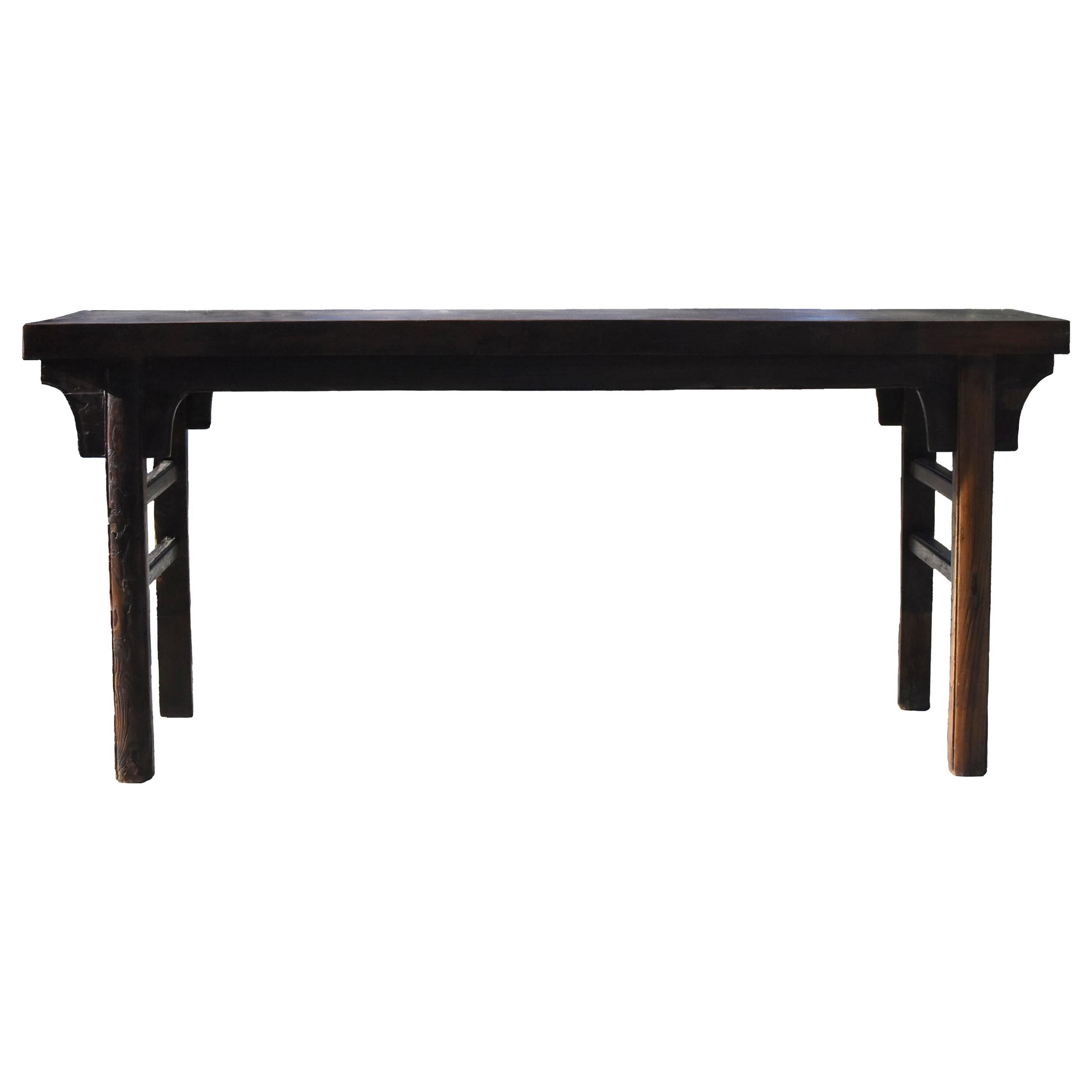 Antique Chinese Solid Single Board Console Table For Sale