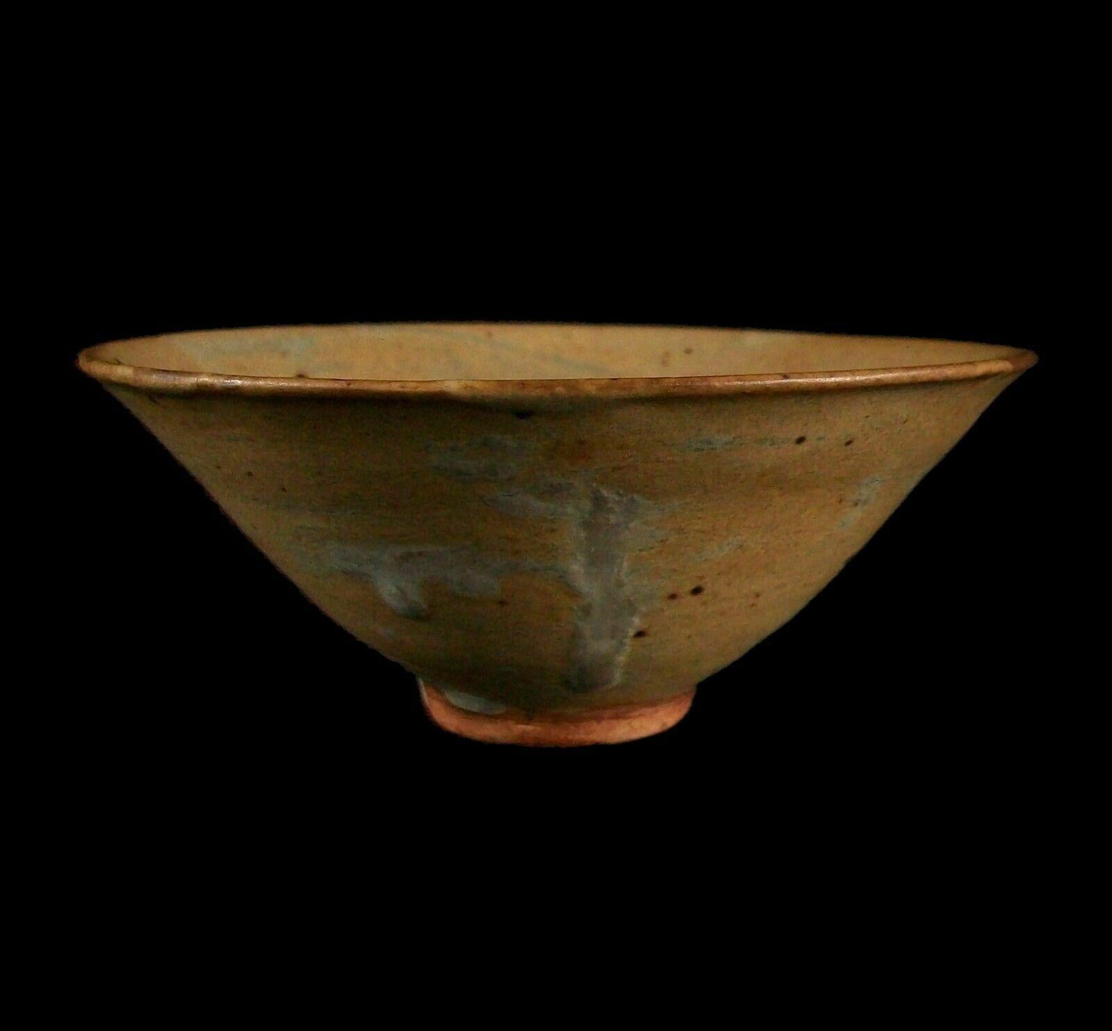 Chinese Song Style Jun Type Bowl, Caramel Glaze with Celadon Splashes For Sale 5