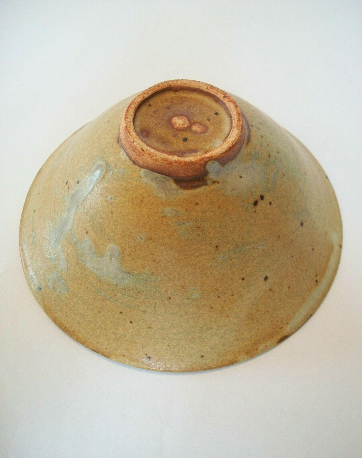 20th Century Chinese Song Style Jun Type Bowl, Caramel Glaze with Celadon Splashes For Sale