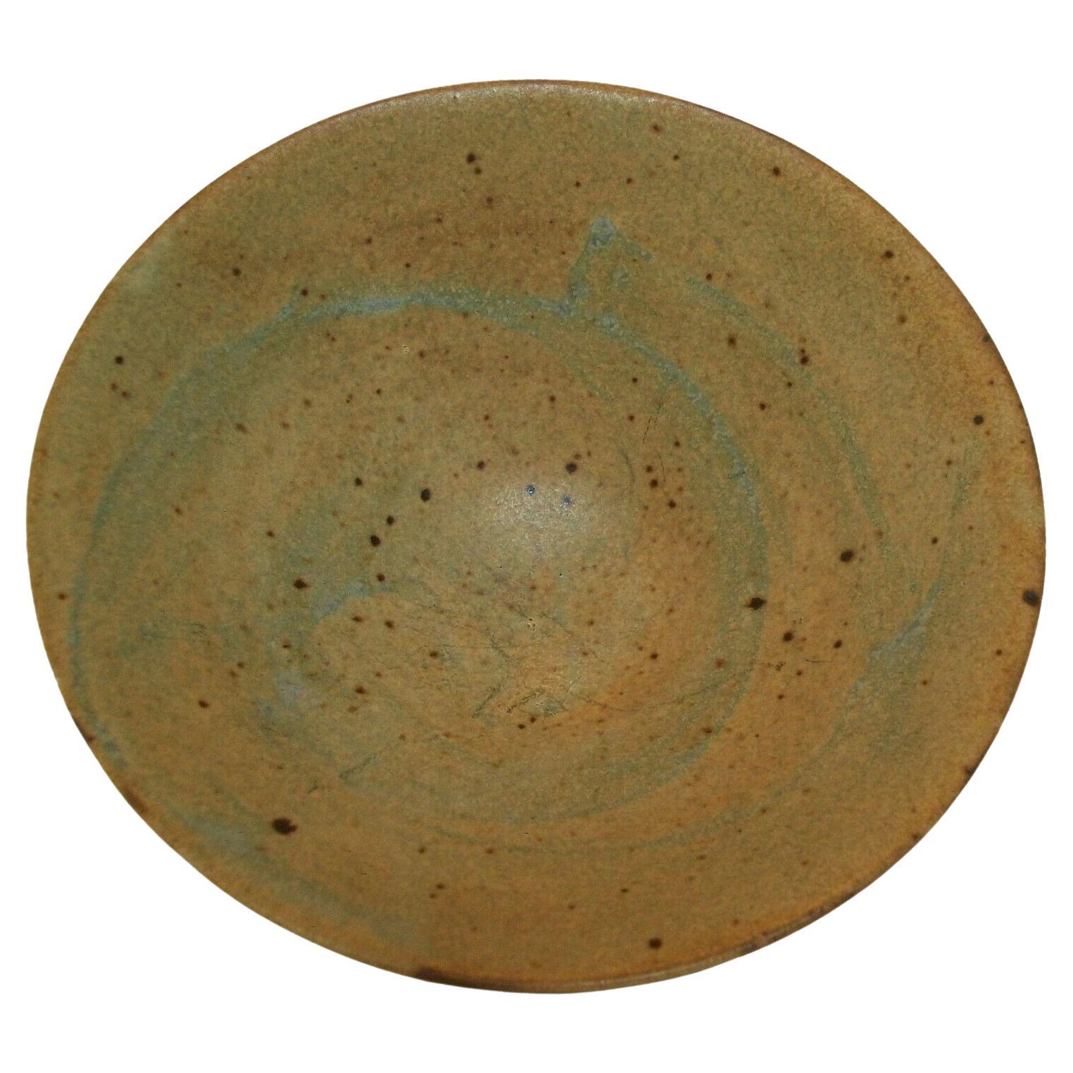 Chinese Song Style Jun Type Bowl, Caramel Glaze with Celadon Splashes For Sale