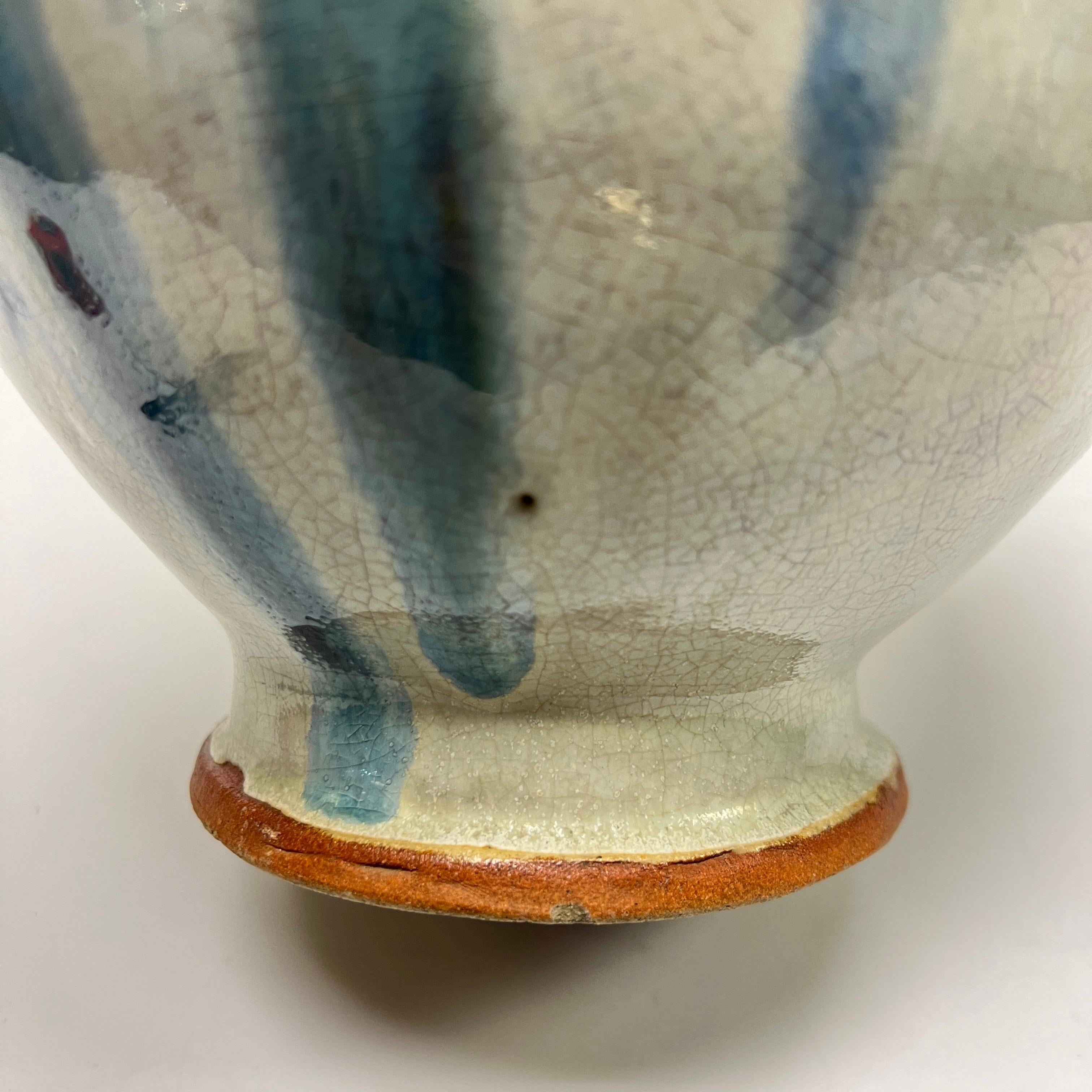 Ancien vase Prunus chinois Song Shiwan en faïence émaillée 12