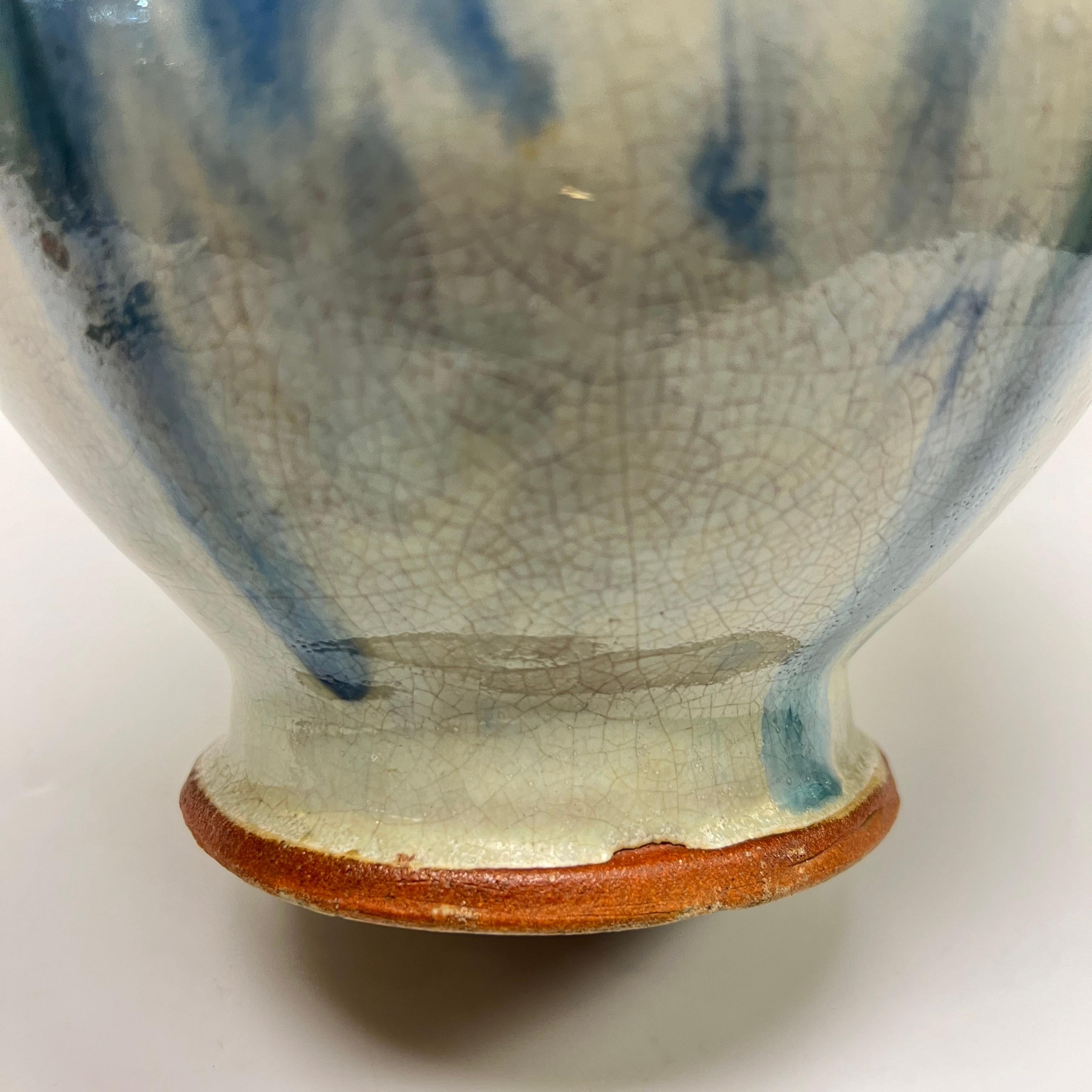 Ancien vase Prunus chinois Song Shiwan en faïence émaillée 13