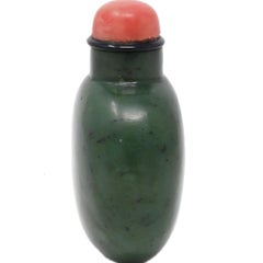 Antique Chinese Spinach Jade Snuff Bottle