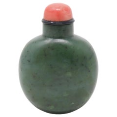 Antique Chinese Spinach Jade Snuff Bottle