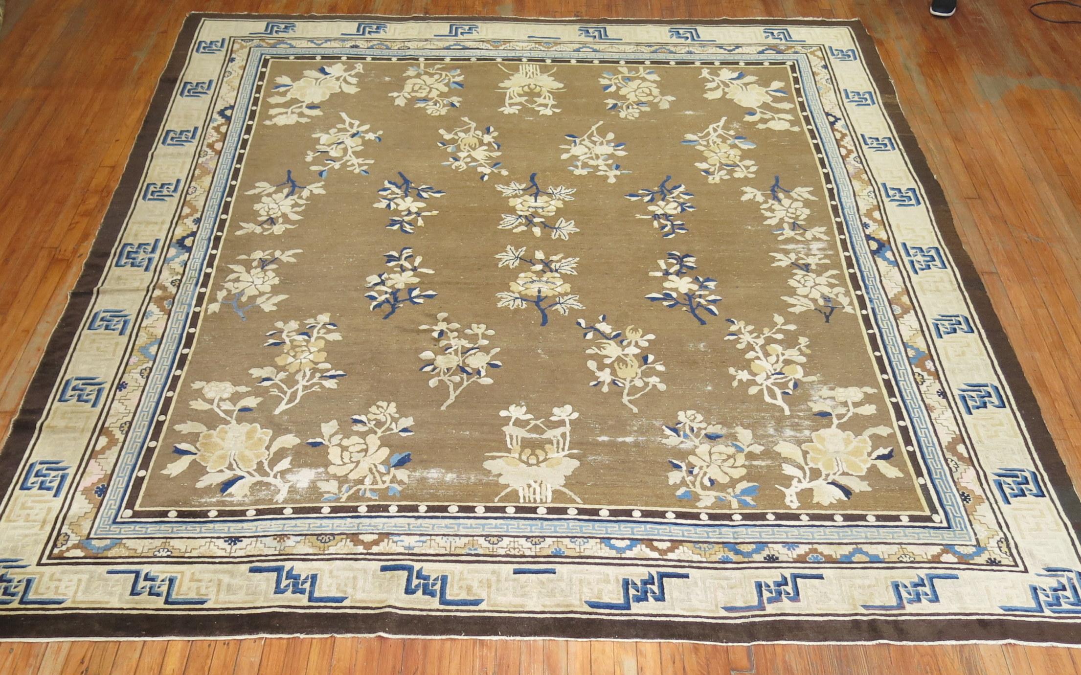 Antique Chinese Square Peking Rug For Sale 7