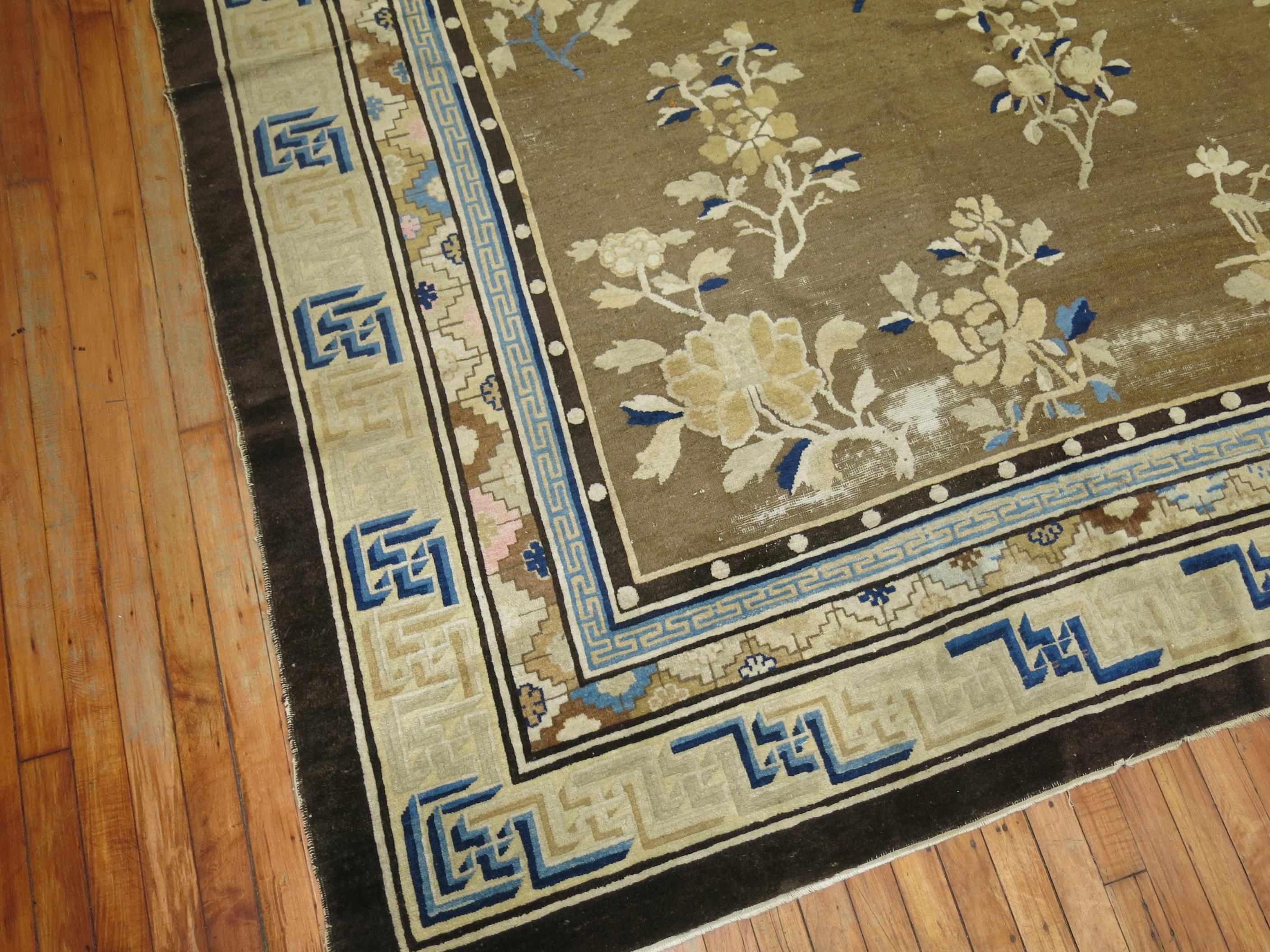 Antique Chinese Square Peking Rug For Sale 8
