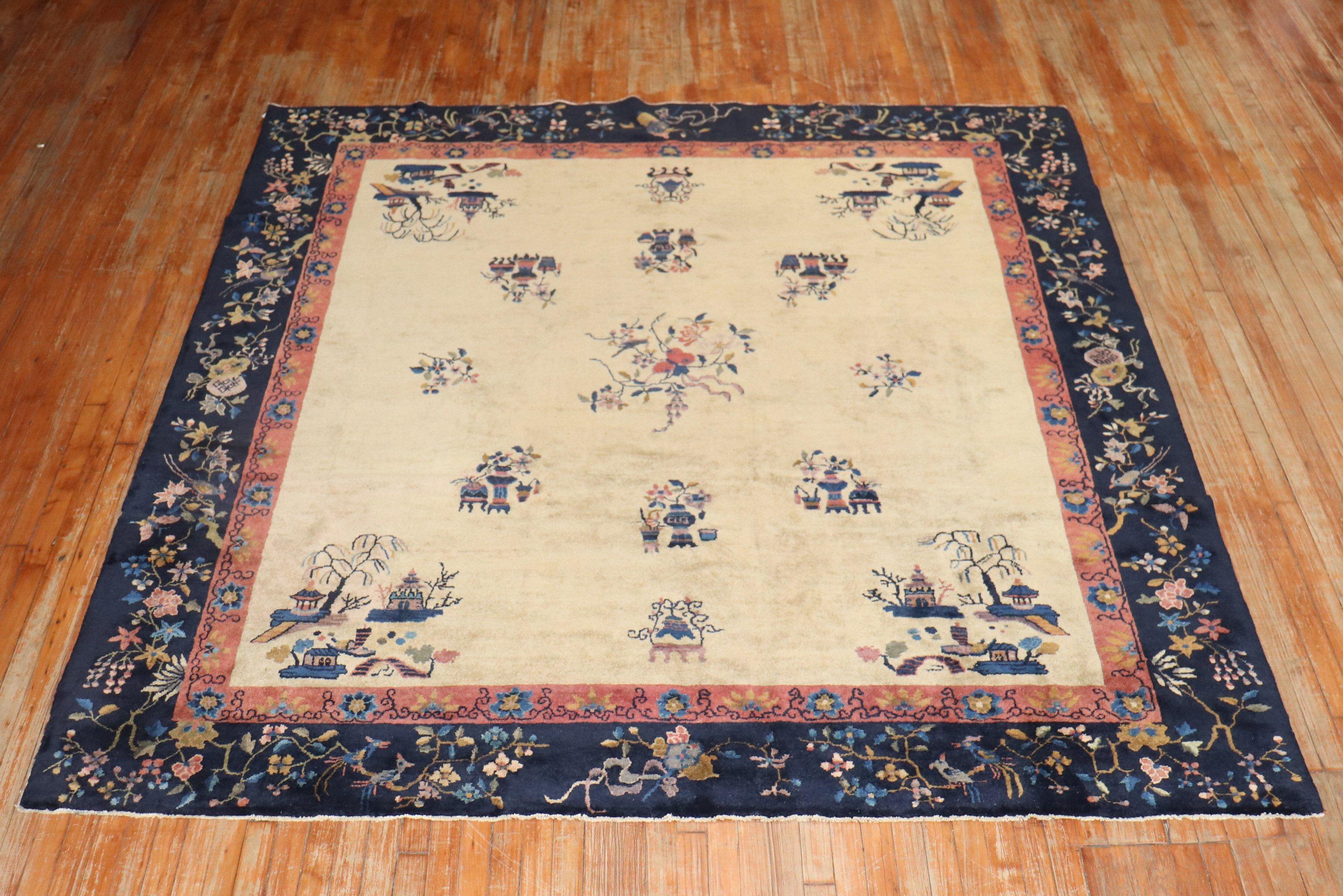 Antique Chinese Square Rug For Sale 2