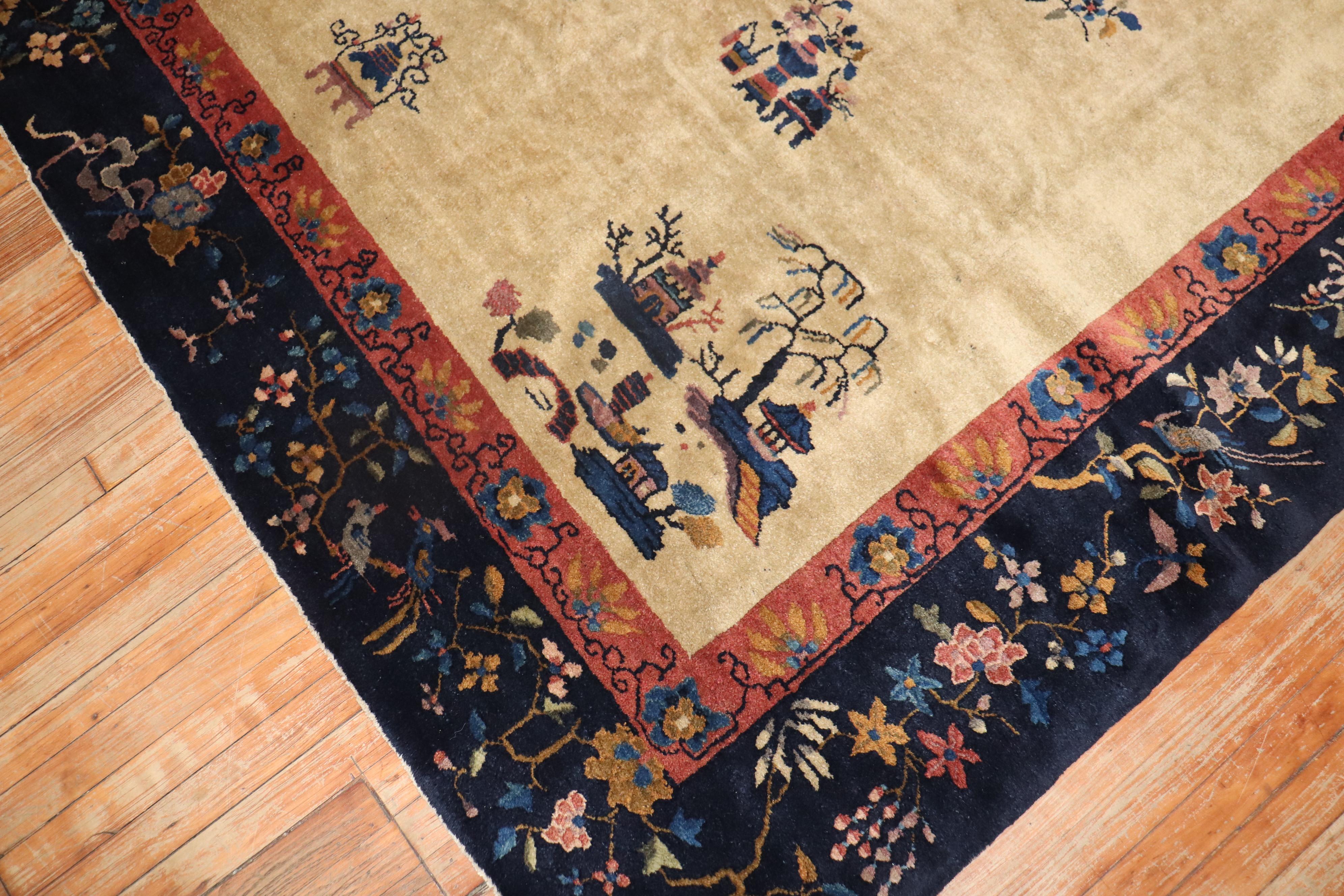 Antiker chinesischer quadratischer Teppich (Handgeknüpft) im Angebot