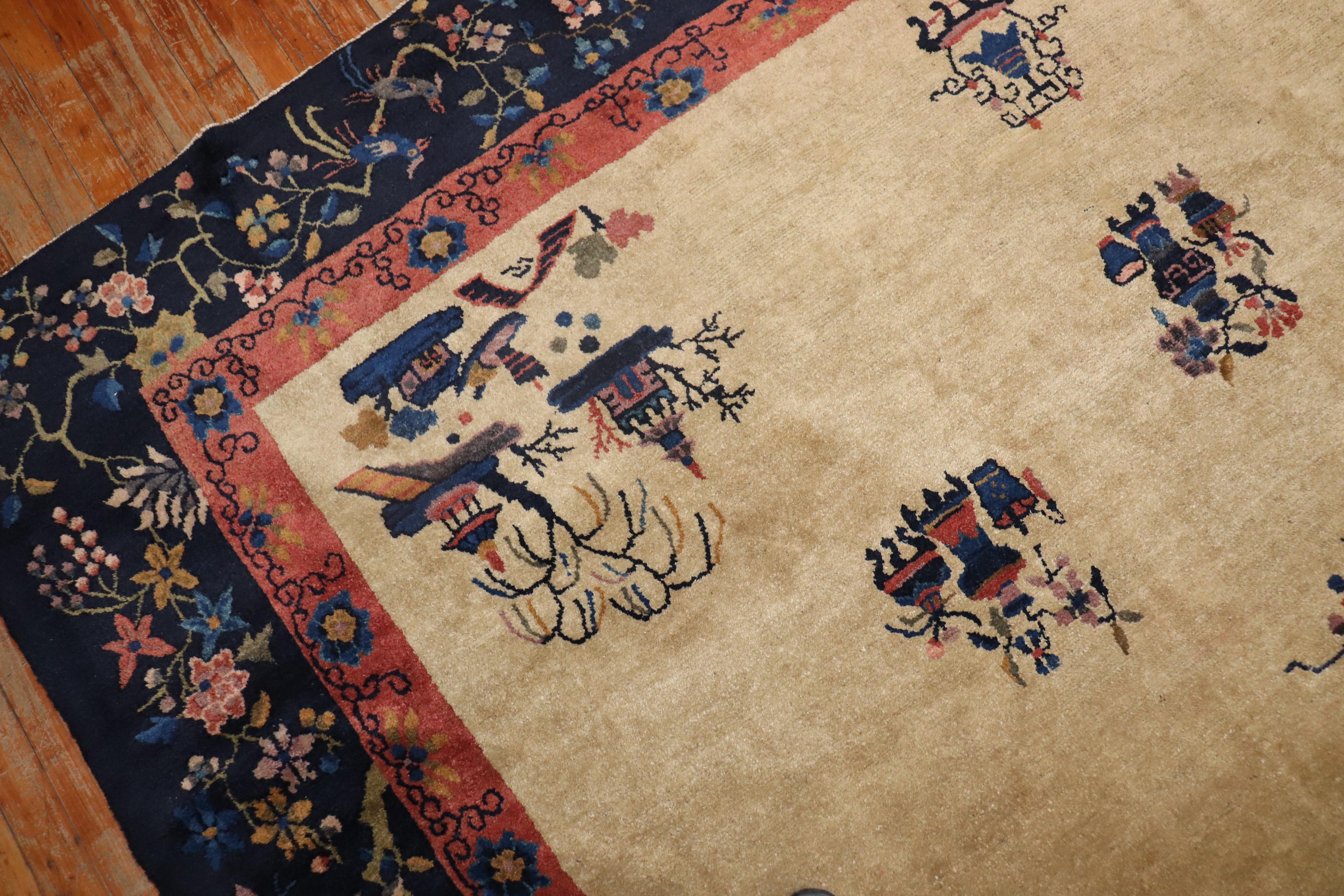 Antiker chinesischer quadratischer Teppich (Wolle) im Angebot