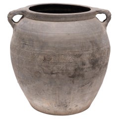 Antique Chinese Stamped Unglazed Pantry Jar, 19th Century