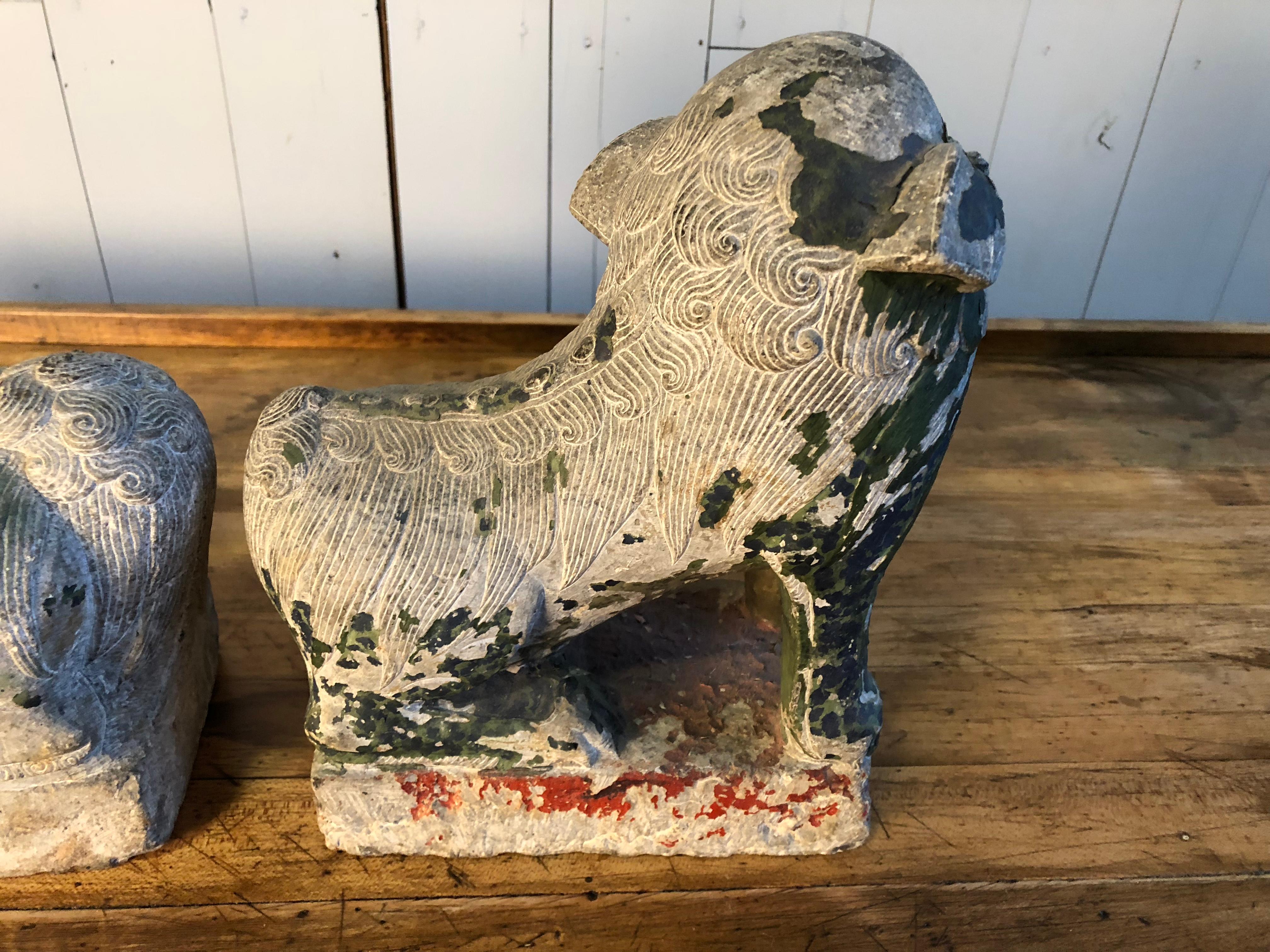 Antique Chinese Stone Foo Dogs 4