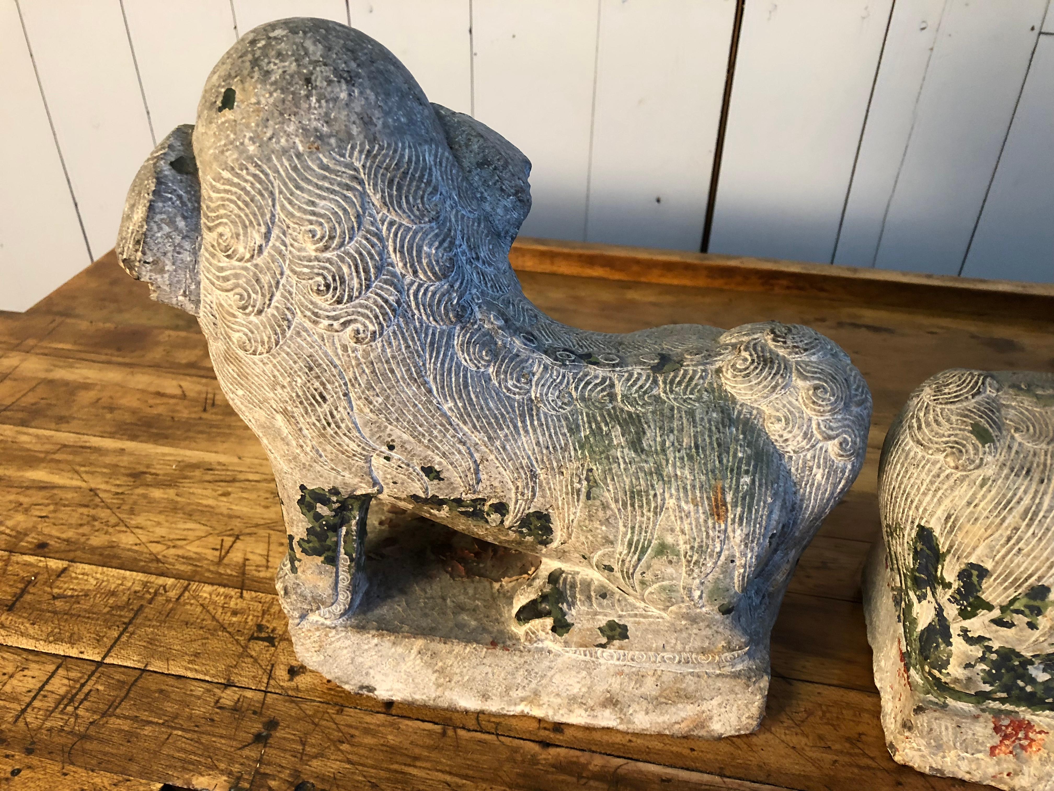 Antique Chinese Stone Foo Dogs 5