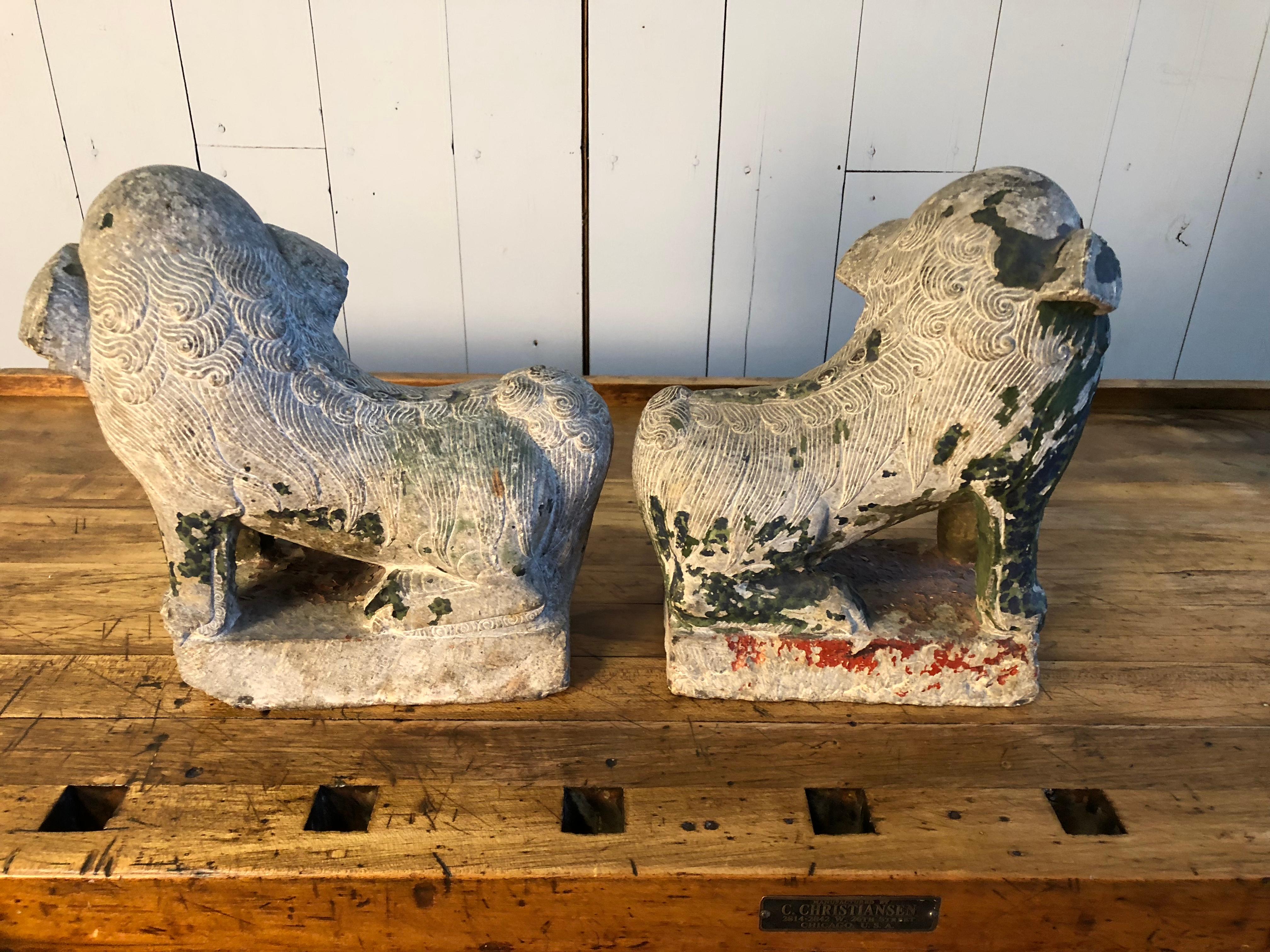 Antique Chinese Stone Foo Dogs 3