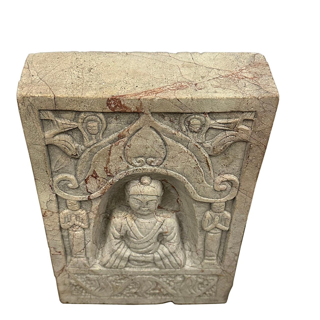 Antique Chinese Stone Temple Wall Sculpture/Buddha Wall Plaque For Sale 1