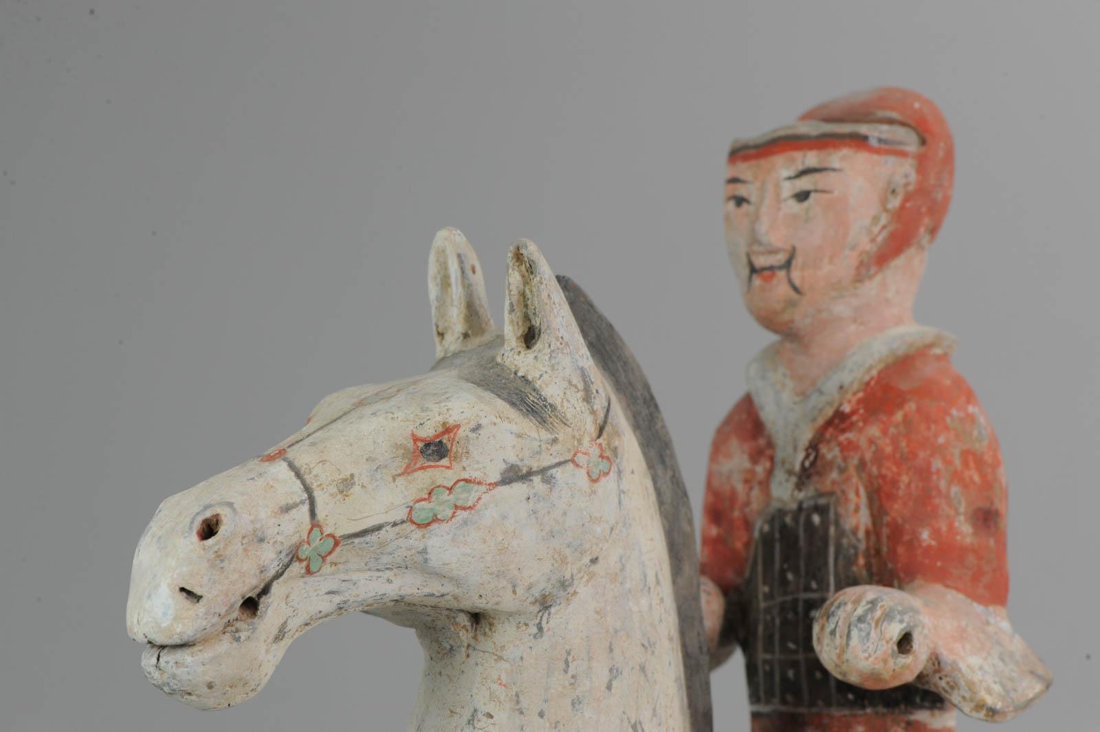 Antique Chinese Stoneware Han Dynasty Horse Man 202 BC-220 AD China Antique For Sale 6