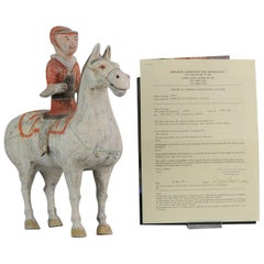 Antico gres cinese Dinastia Han Uomo a cavallo 202 a.C.-220 d.C. Cina Antica