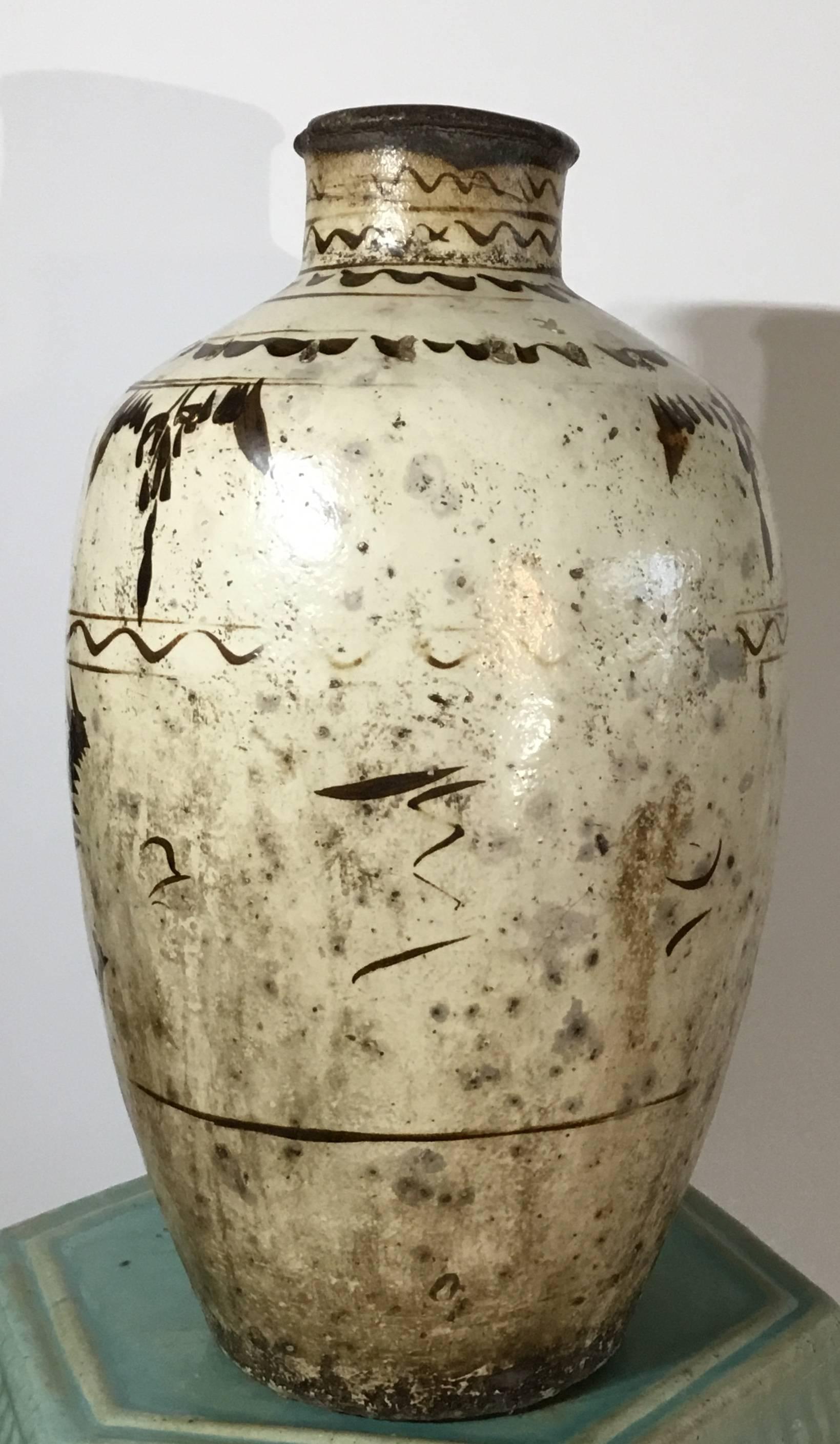 Glazed Antique Cizhou Stoneware Jar, Ming Dynasty