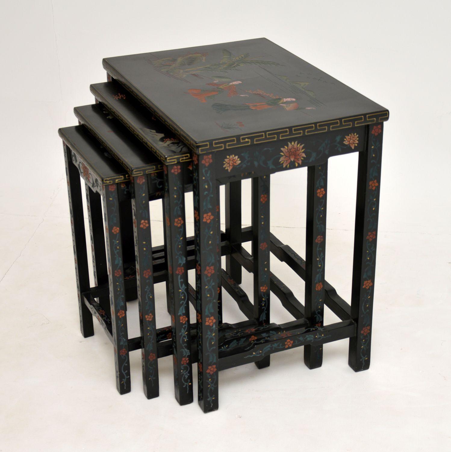 20th Century Antique Chinese Style Chinoiserie Nest of Tables