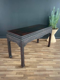 Antique Chinese Style Hand Carved Wood Console Table