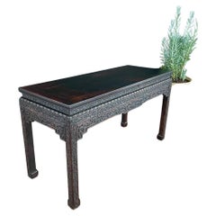Antique Chinese Style Hand Carved Wood Console Table