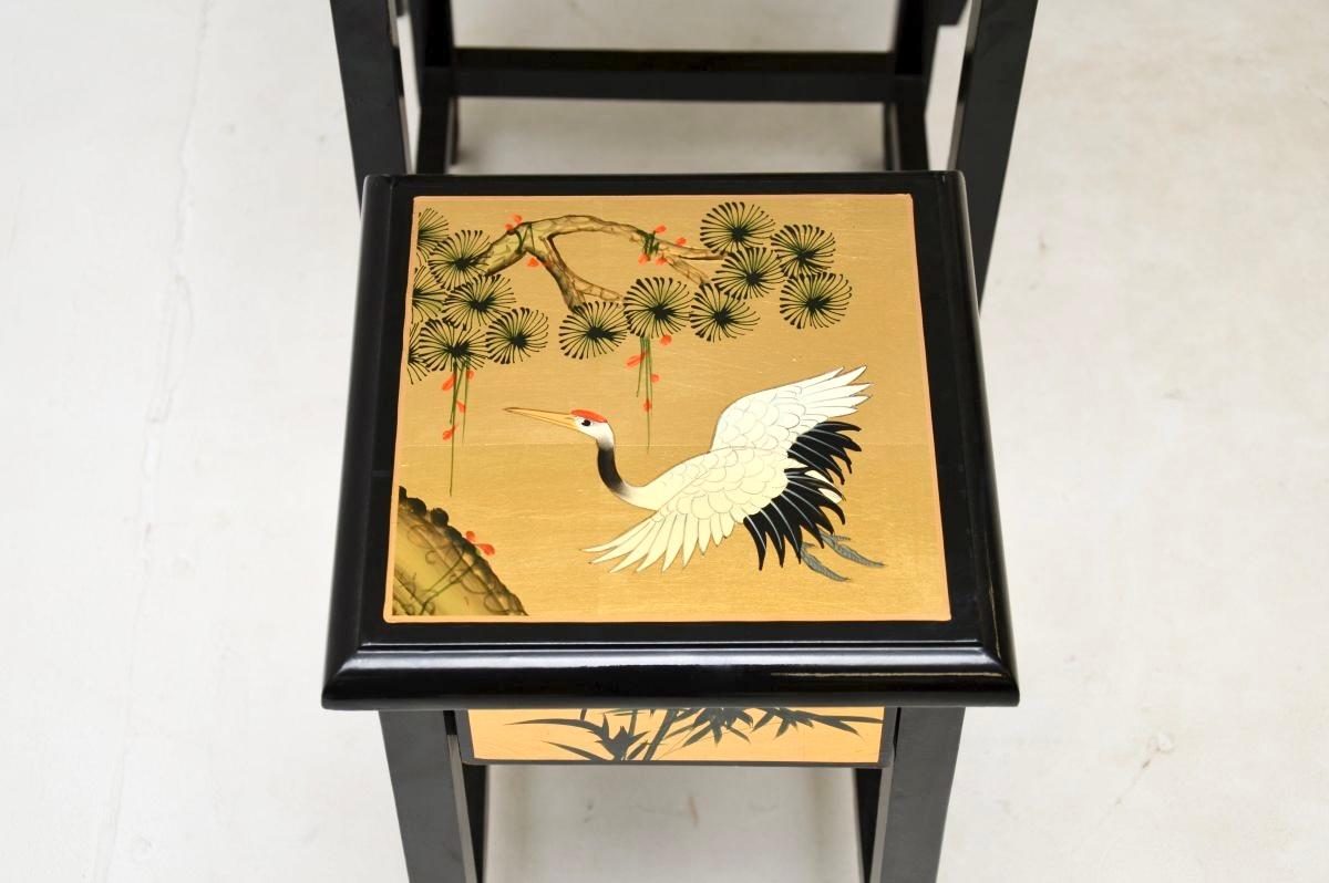 Antique Chinese Style Lacquered Chinoiserie Nest of Tables For Sale 4