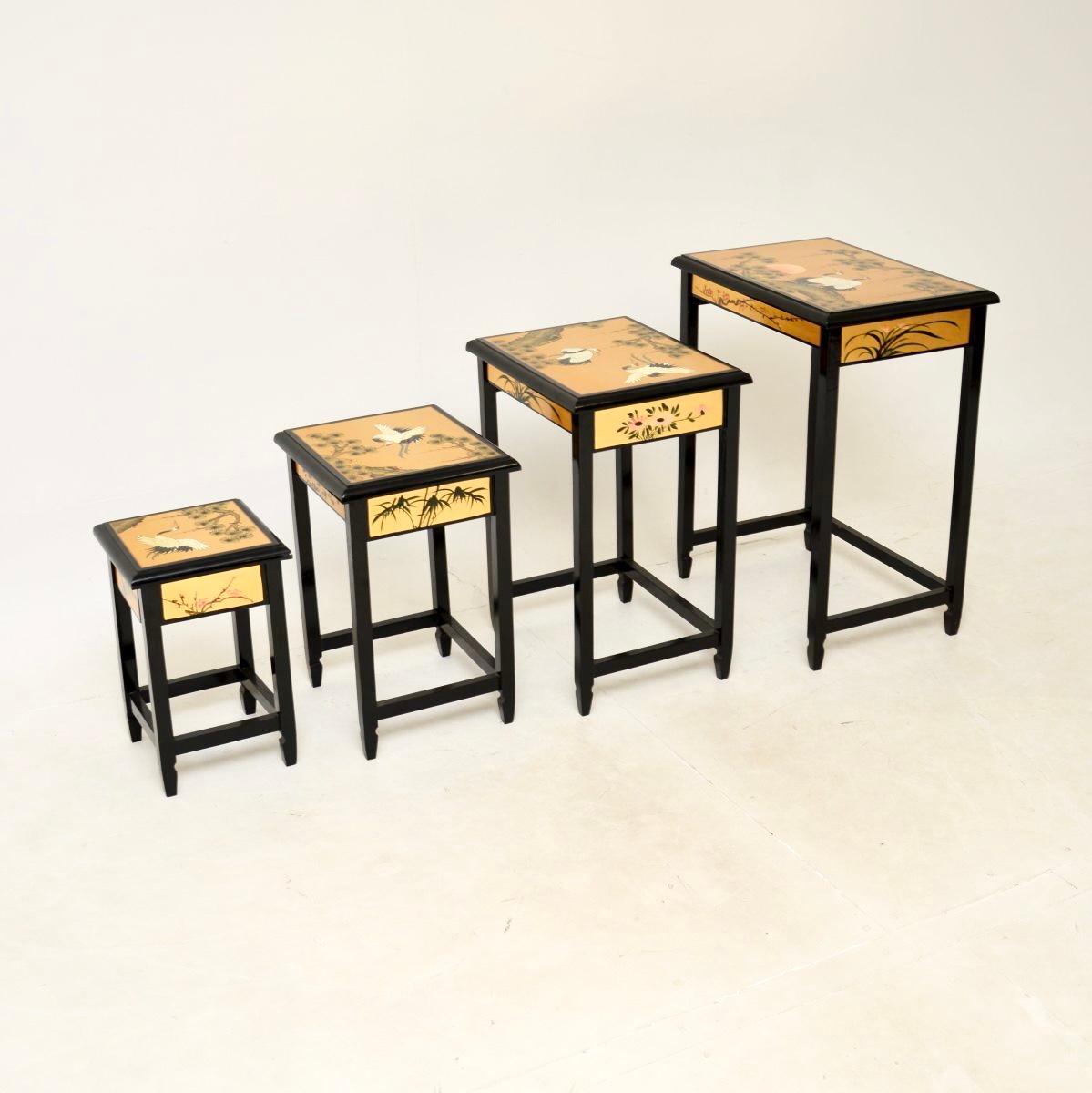 Antique Chinese Style Lacquered Chinoiserie Nest of Tables For Sale 1