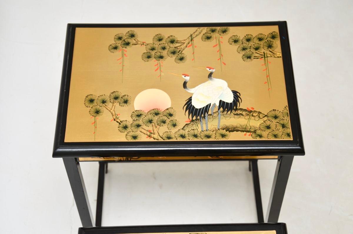 Antique Chinese Style Lacquered Chinoiserie Nest of Tables For Sale 1