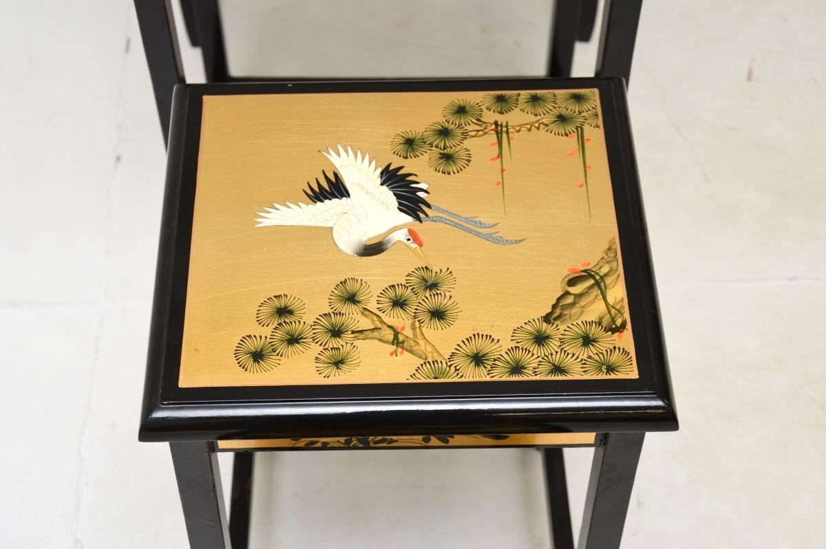 Antique Chinese Style Lacquered Chinoiserie Nest of Tables For Sale 3