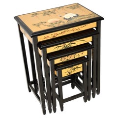 Vintage Chinese Style Lacquered Chinoiserie Nest of Tables
