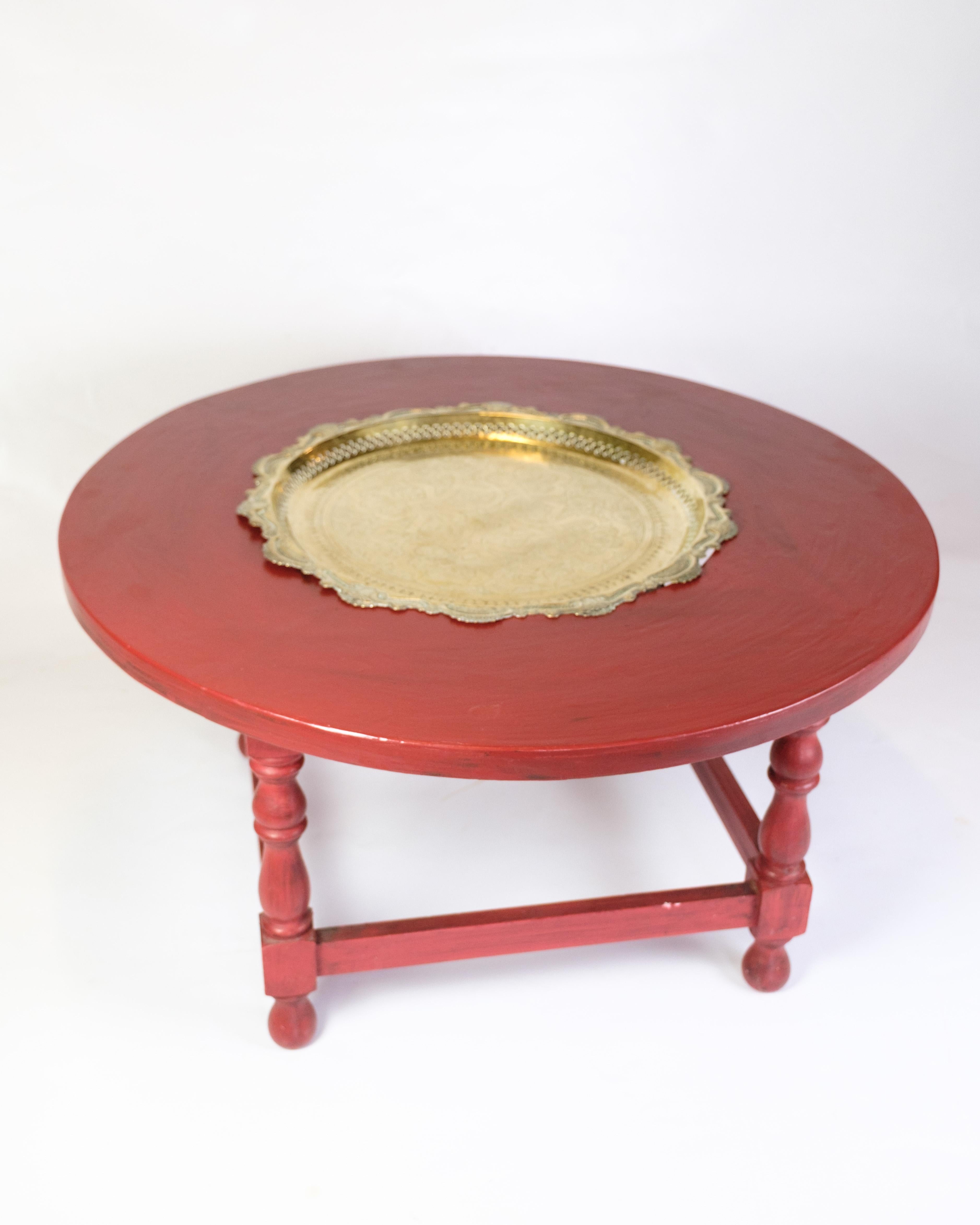 Other Antique Chinese Style Round Coffee Table With Bulit-in Brass Tray From 1890s For Sale