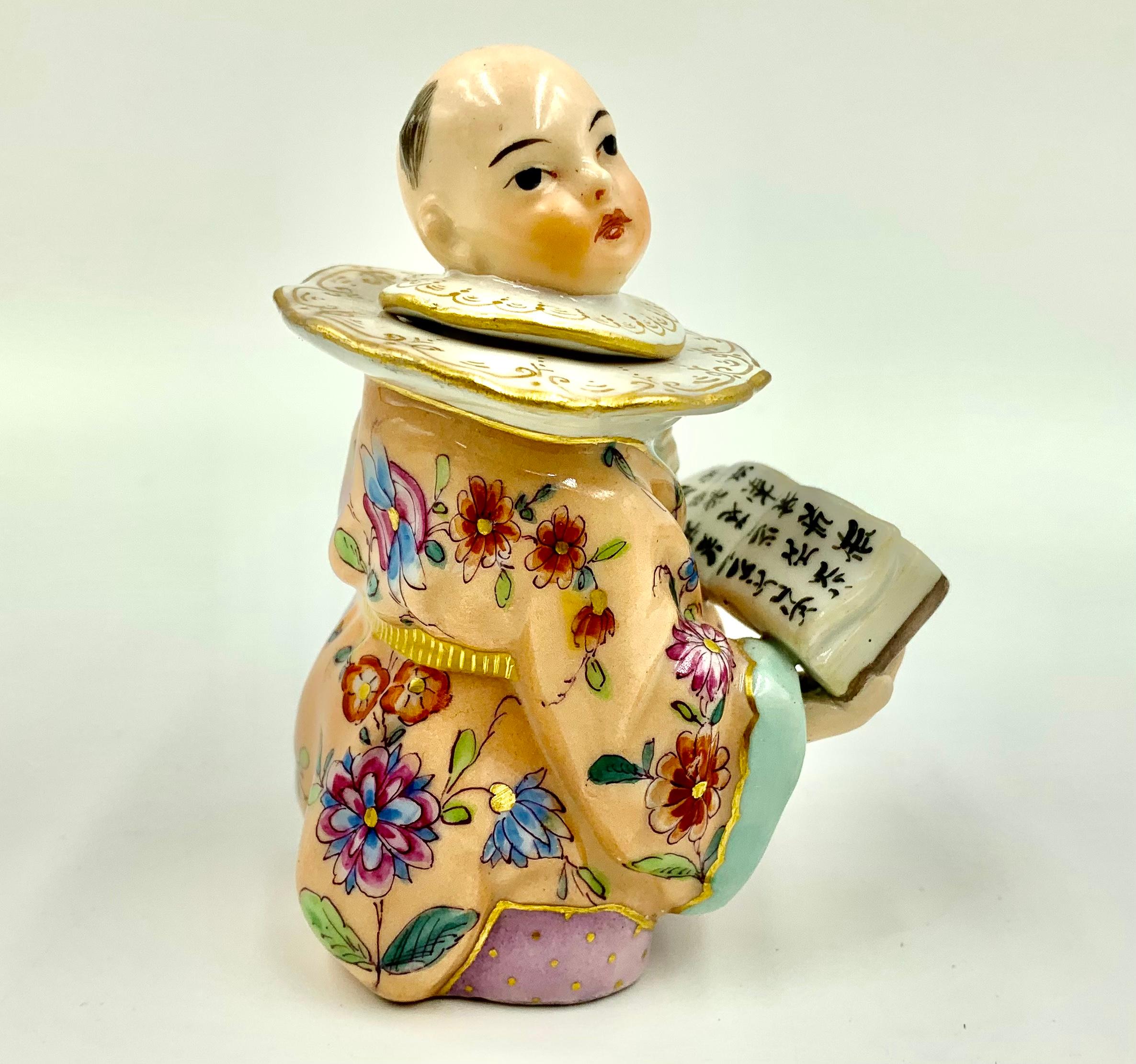 Antique Chinese Subject KPM Royal Porcelain Manufactory Figural Inkwell For Sale 3