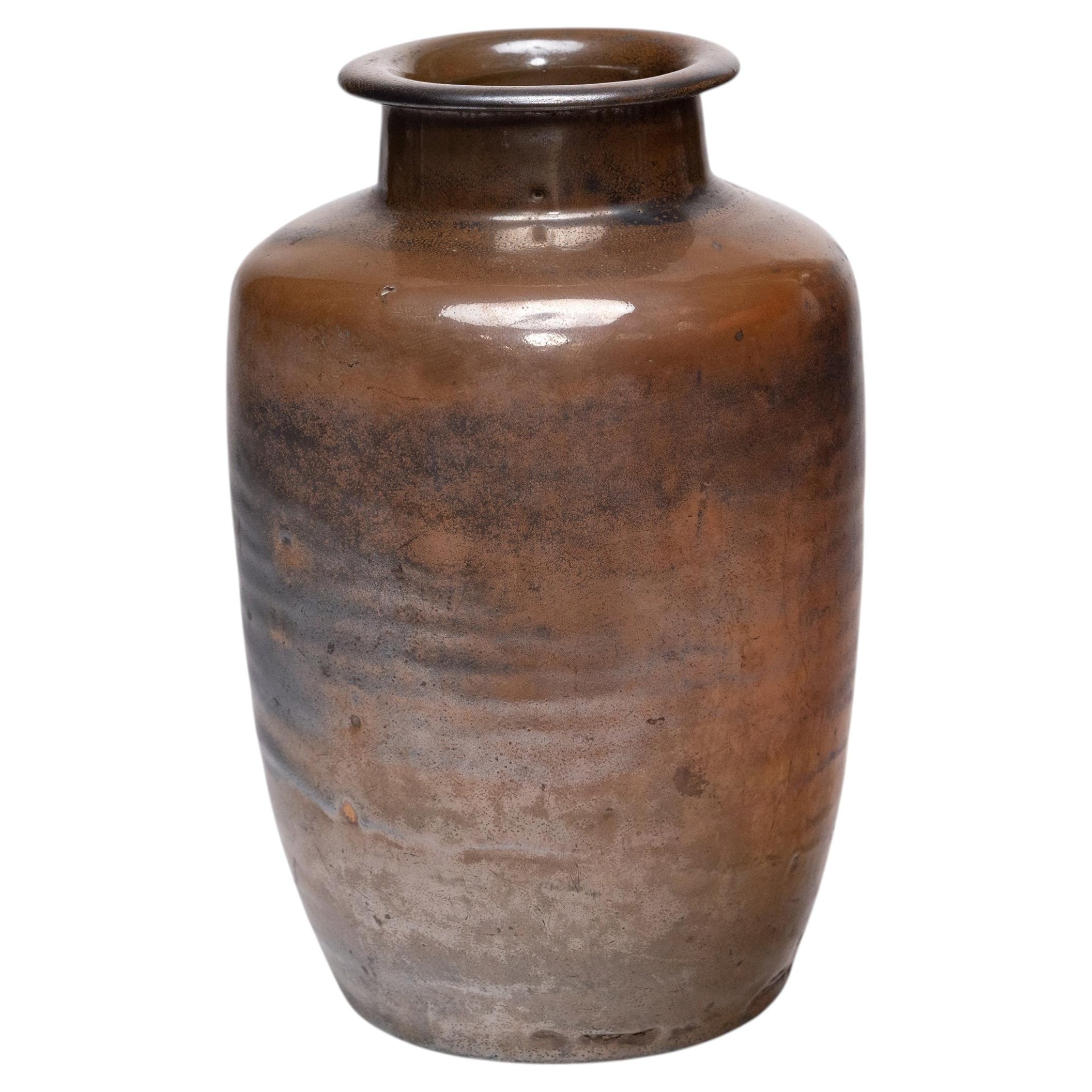 Antique Chinese Sunset Glazed Vinegar Jar, Early 20th Century