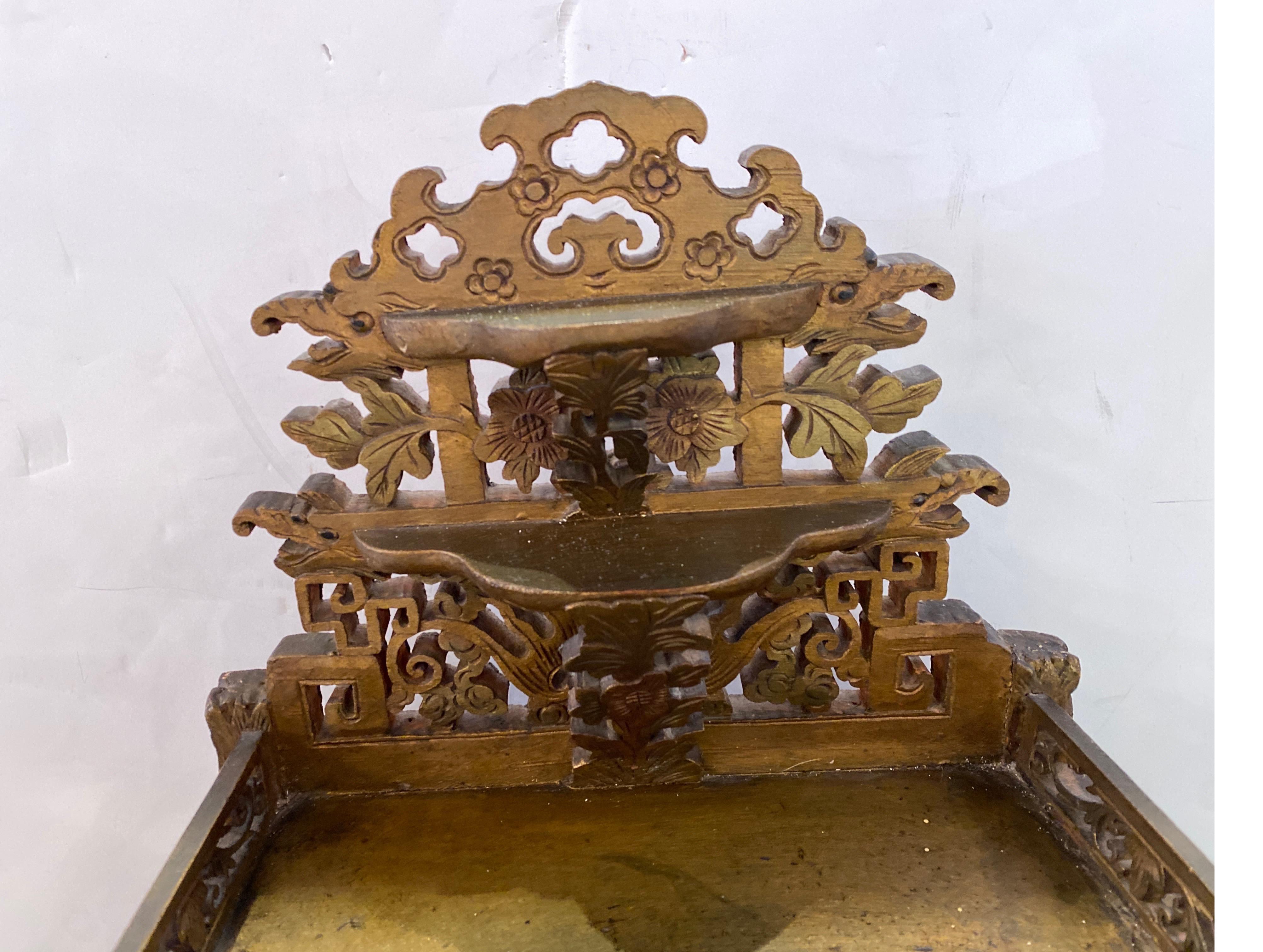Hand-Carved Antique Chinese Table Top Cabinet For Sale