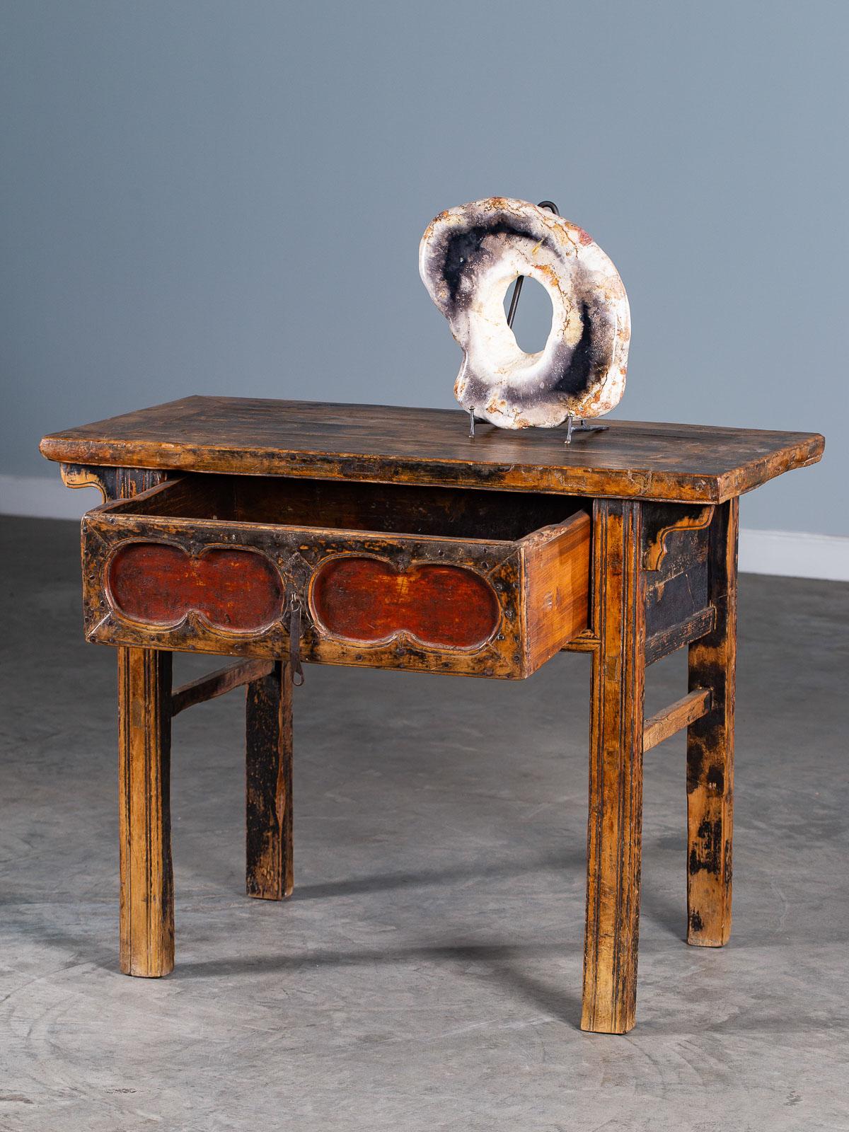 Late 19th Century Antique Chinese Table with Drawer Kuang Hsu Period, China, circa 1875