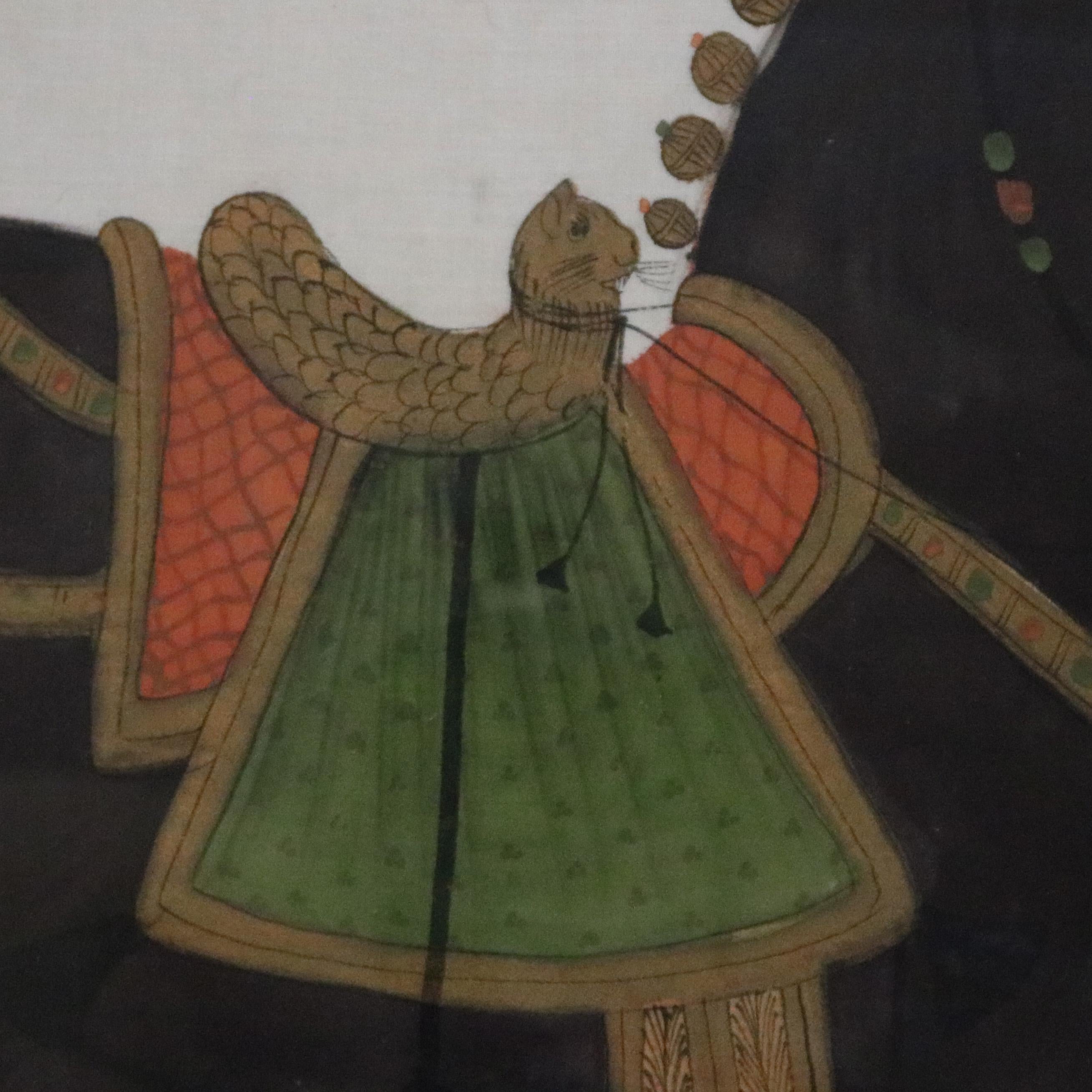 An antique Chinese Tang dynasty watercolor painting depicts Imperial horse with ceremonial ornamentation, 19th century

Measures: 19.75