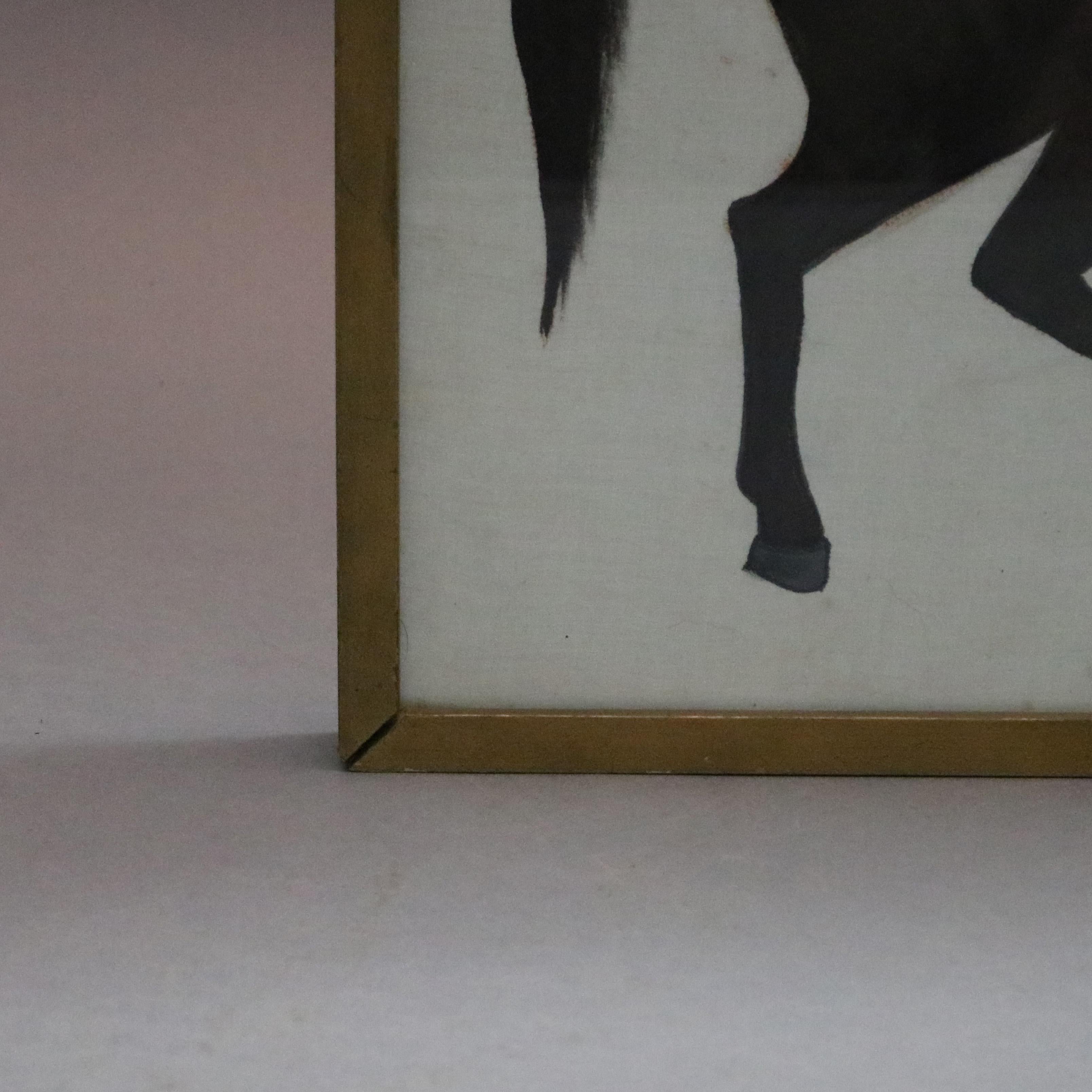 Antique Chinese Tang Dynasty Horse Portrait Watercolor Painting, 19th Century In Good Condition In Big Flats, NY