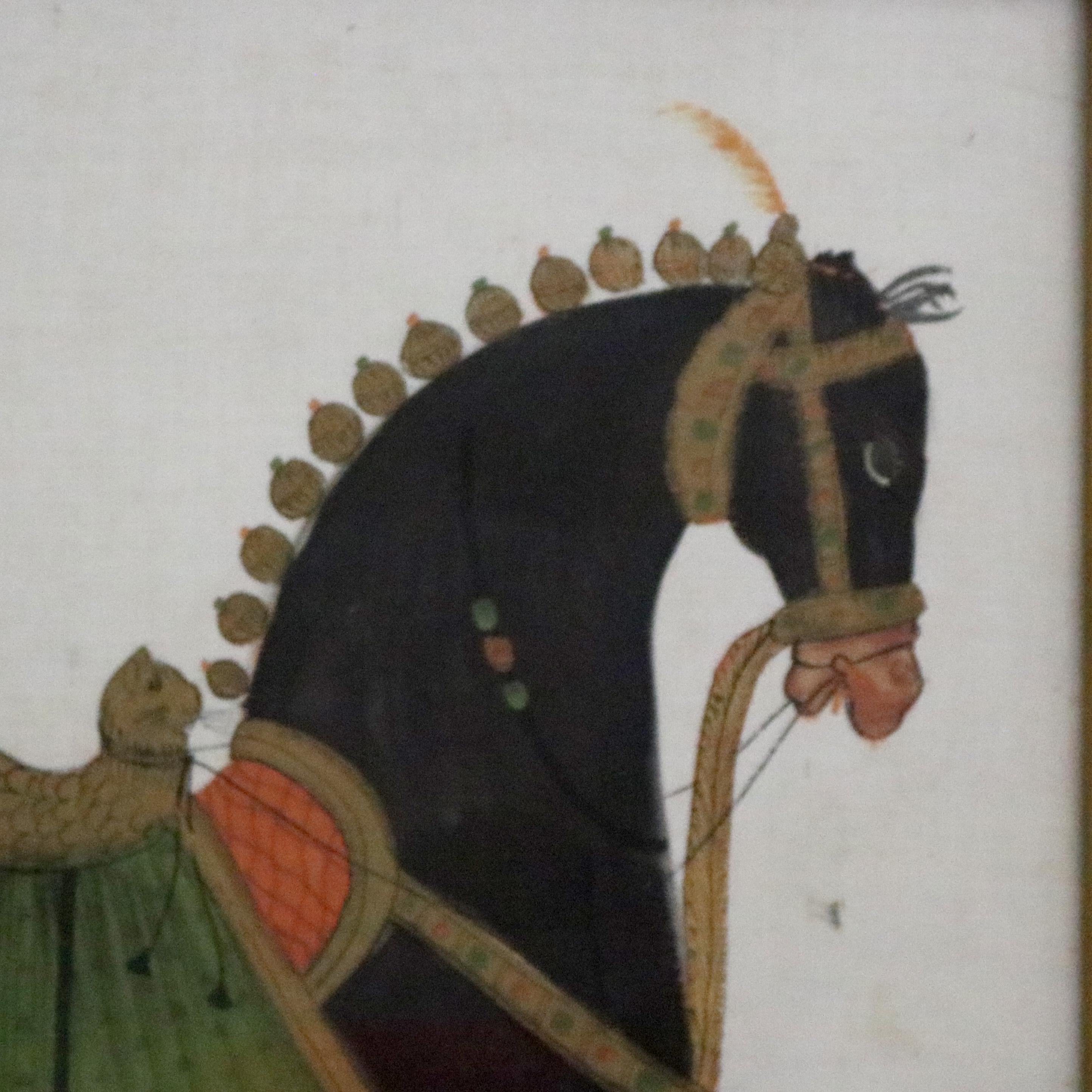 Antique Chinese Tang Dynasty Horse Portrait Watercolor Painting, 19th Century 1