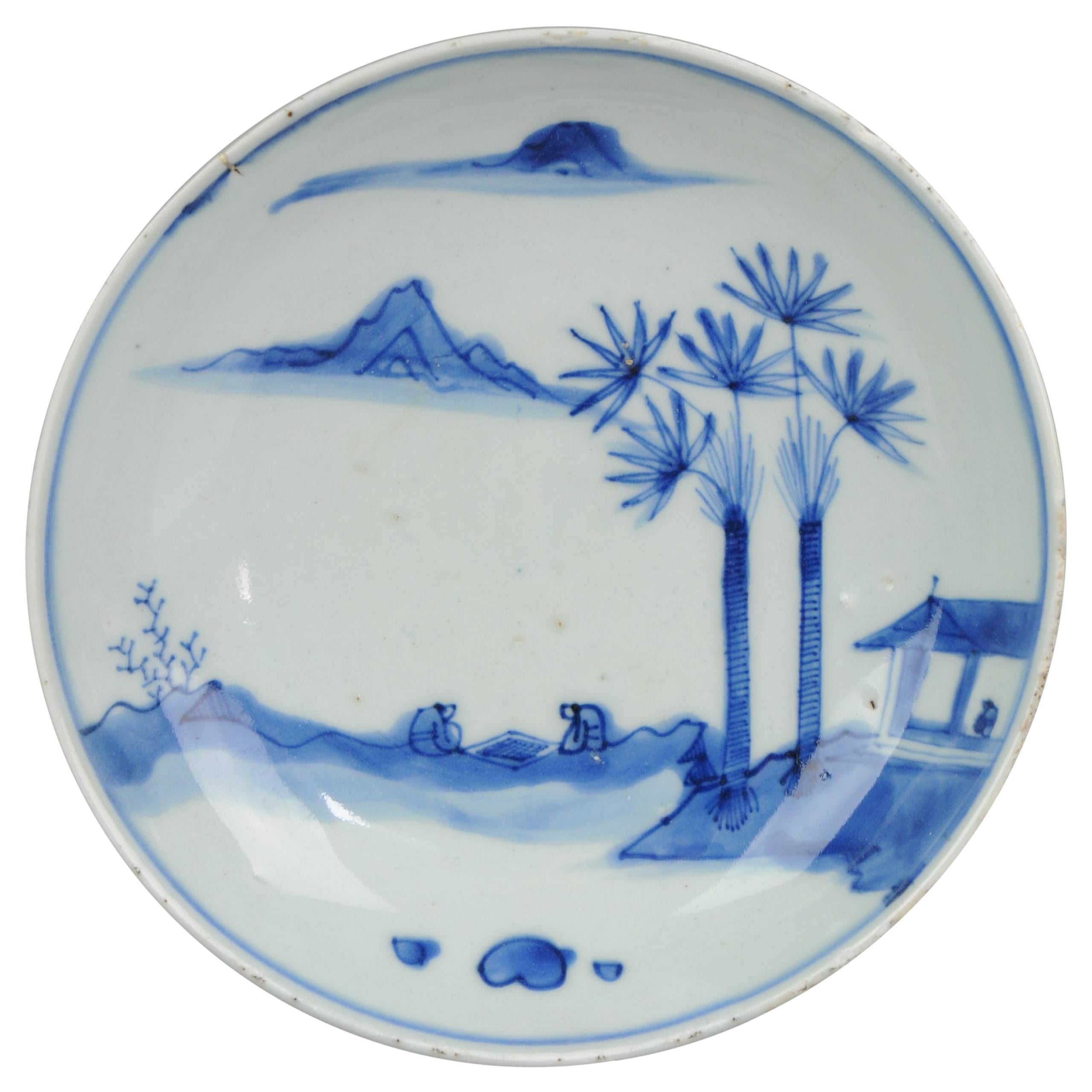 Antiquité chinoise Kosometsuke Tianqi/Chongzhen Plat Porcelaine Joueurs de Go