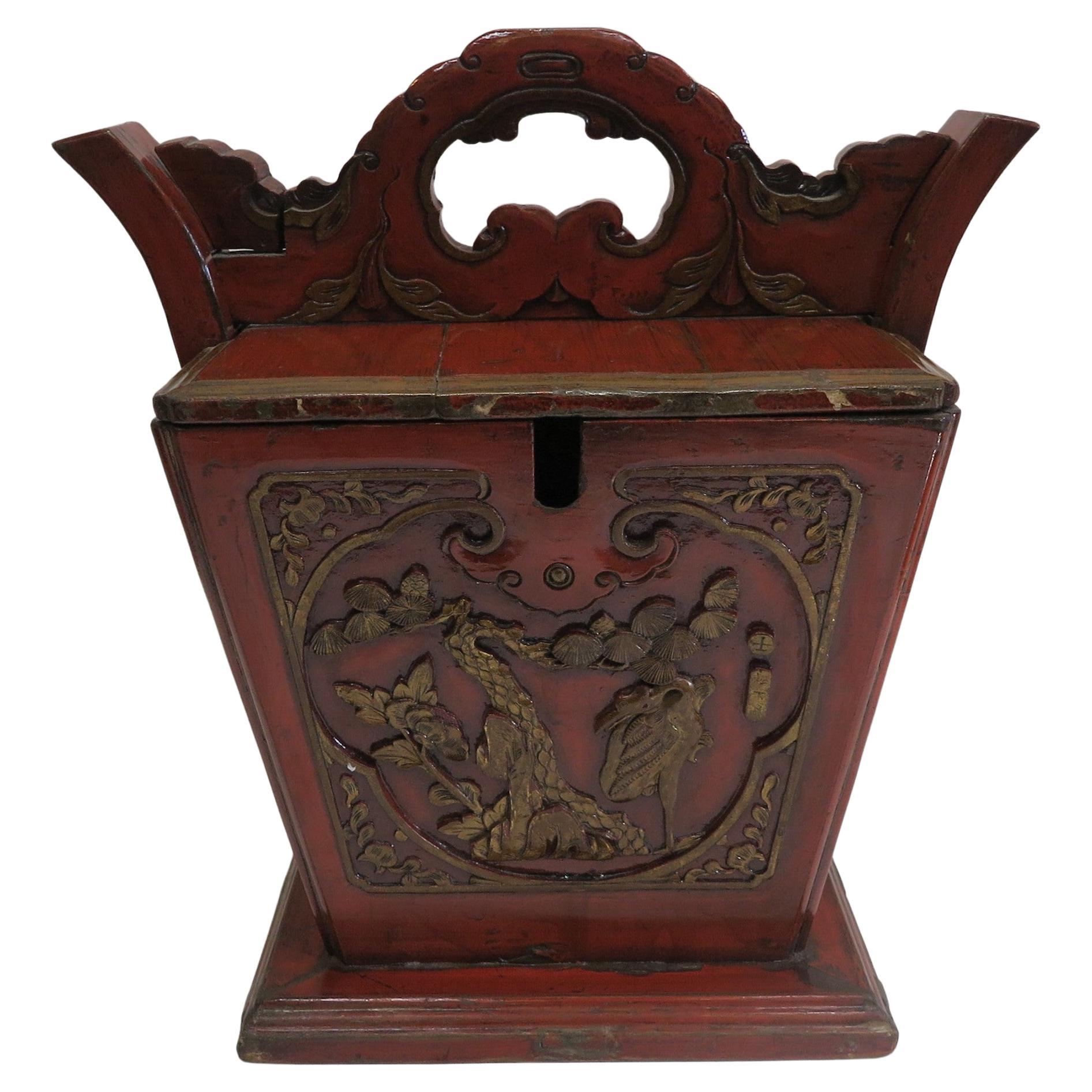 Antique Chinese Tea Pot Caddy For Sale