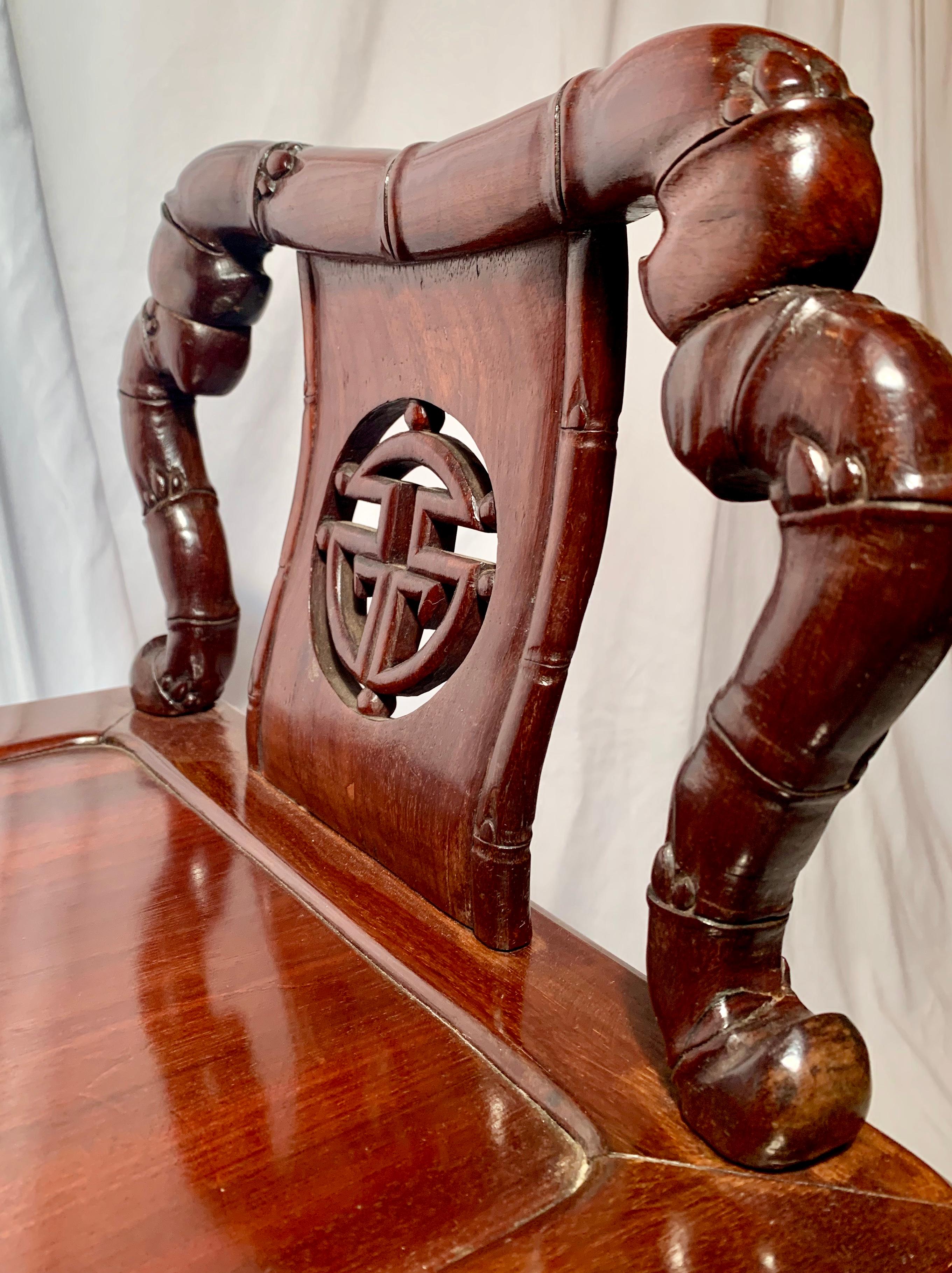 Antique Chinese teakwood window seat, circa 1870.
 