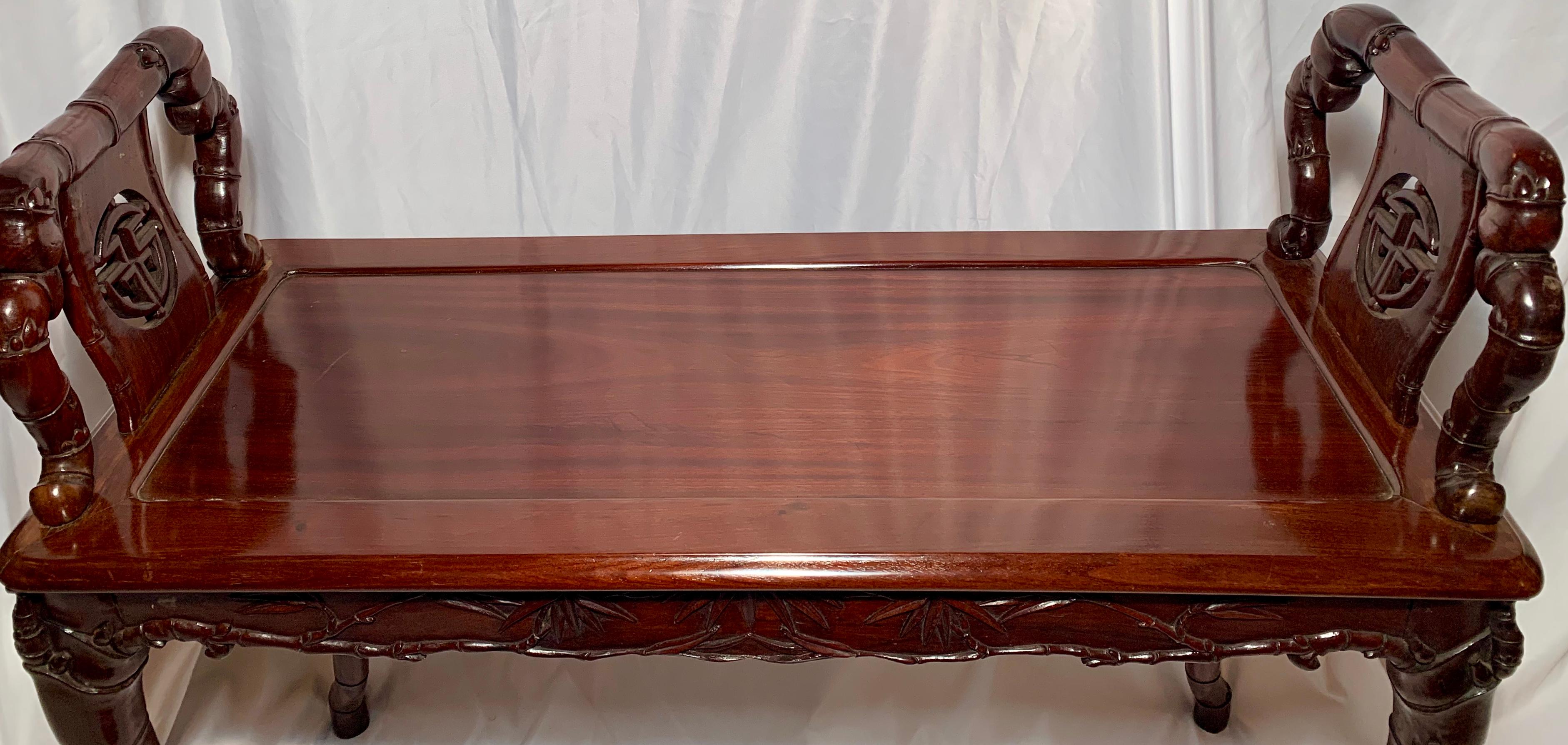 Antique Chinese Teakwood Window Seat, circa 1870 In Good Condition For Sale In New Orleans, LA