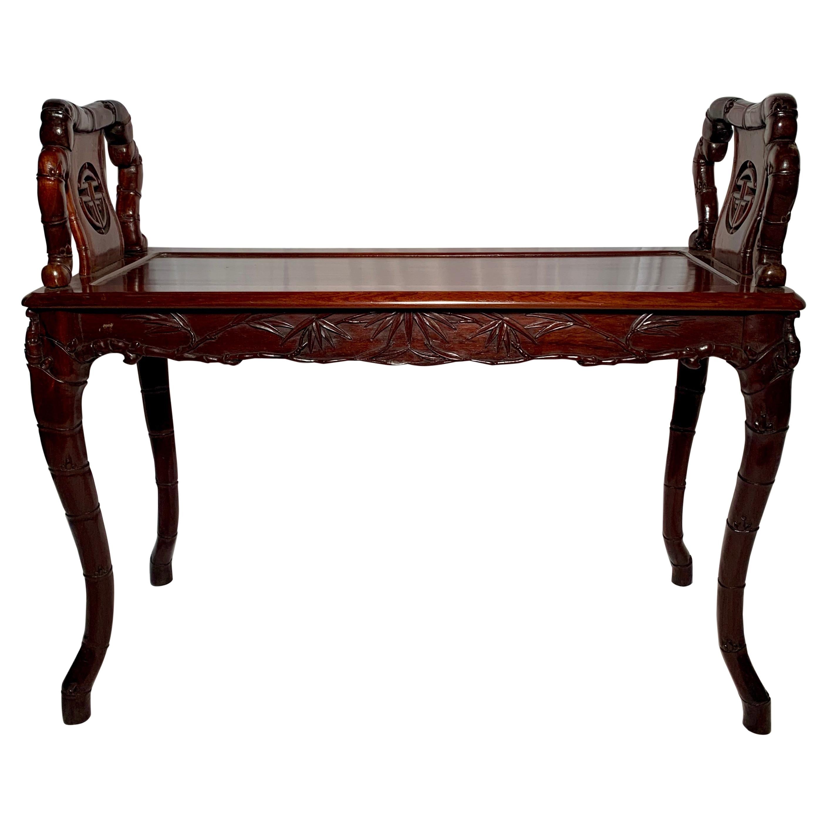 Antique Chinese Teakwood Window Seat, circa 1870 For Sale