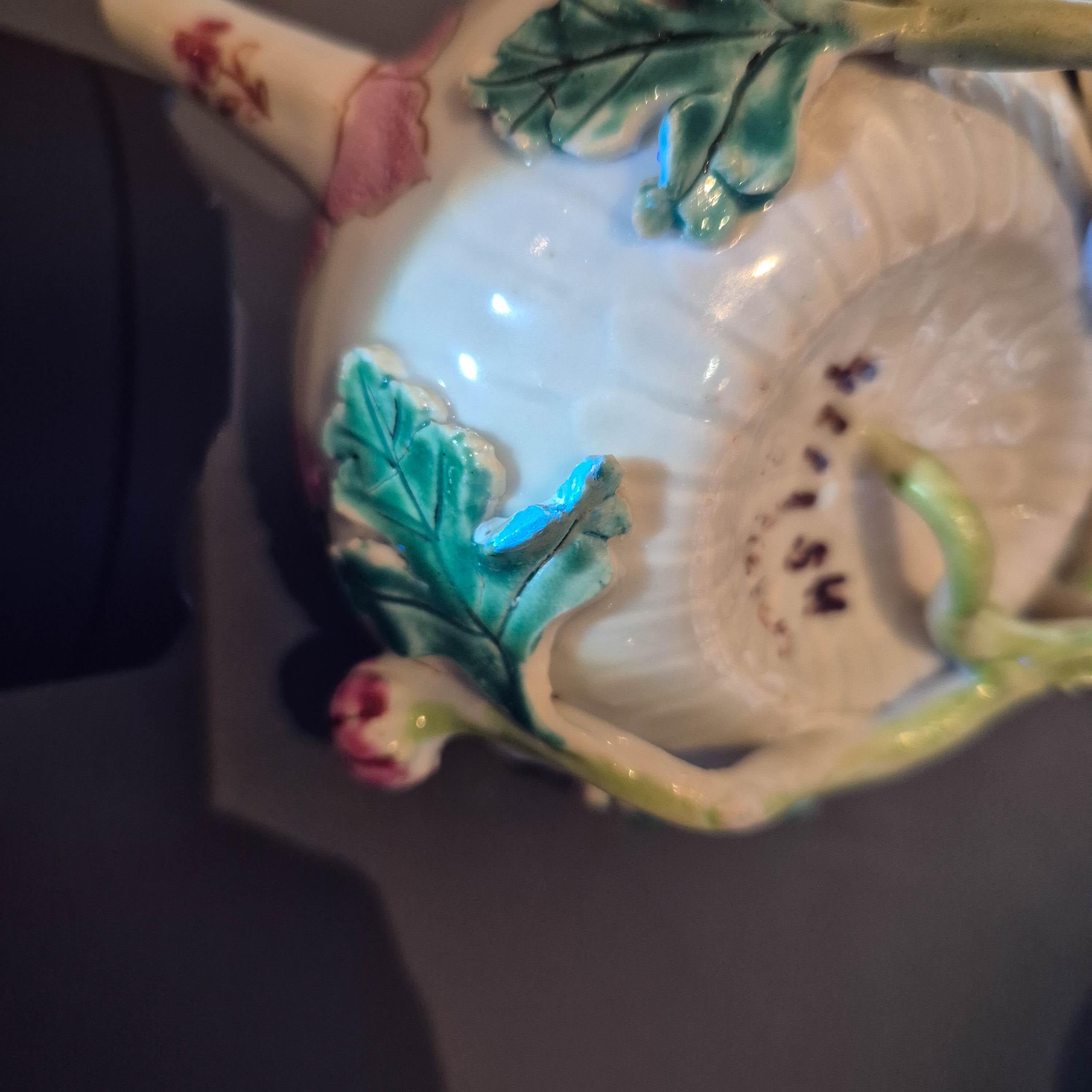 Antique Chinese Teapot and Pattipan with Relief Flowers Yongzheng Porcelain Chin For Sale 15