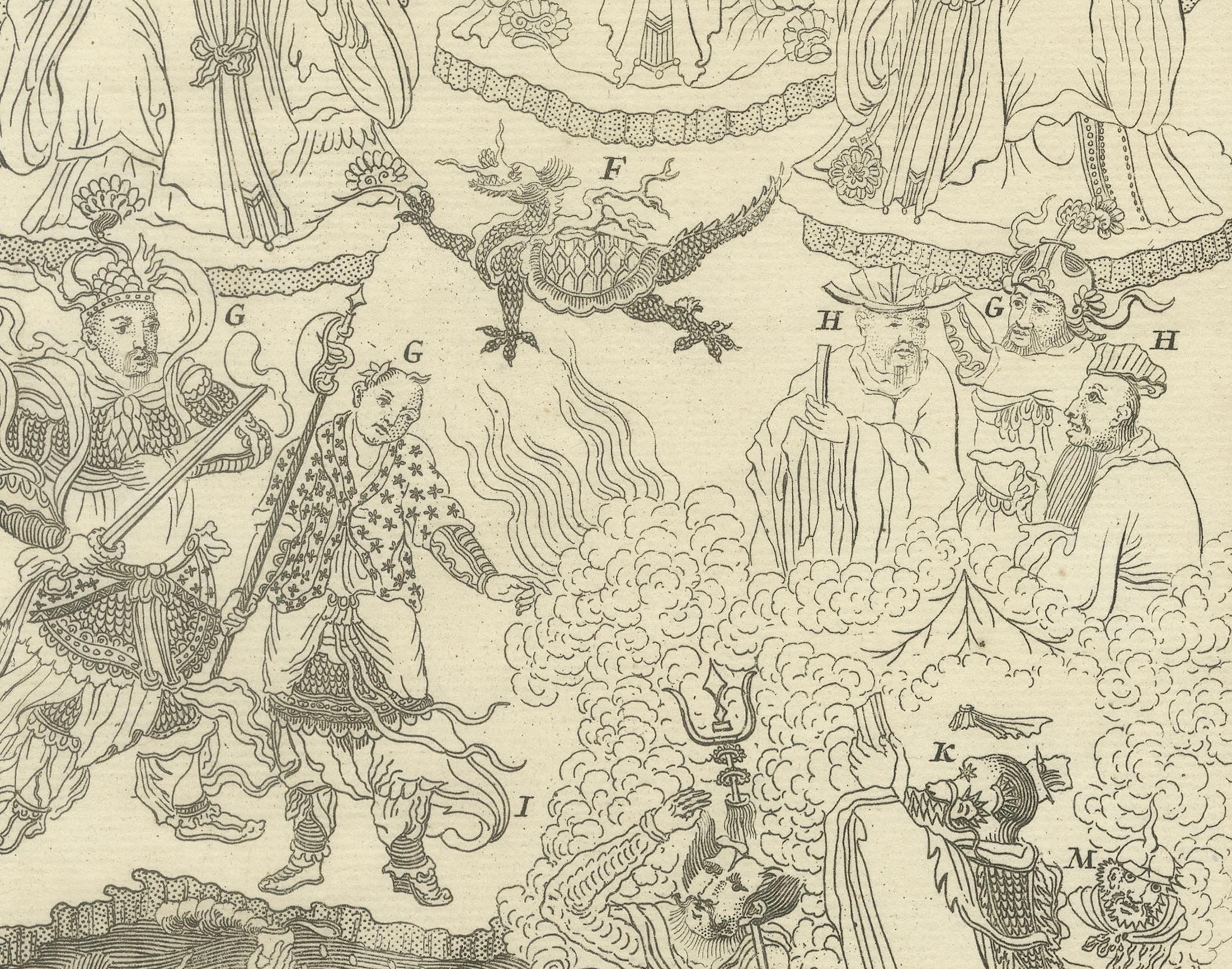 Antique Chinese Temple & Pagoda Engraving — Chatelain, 1719