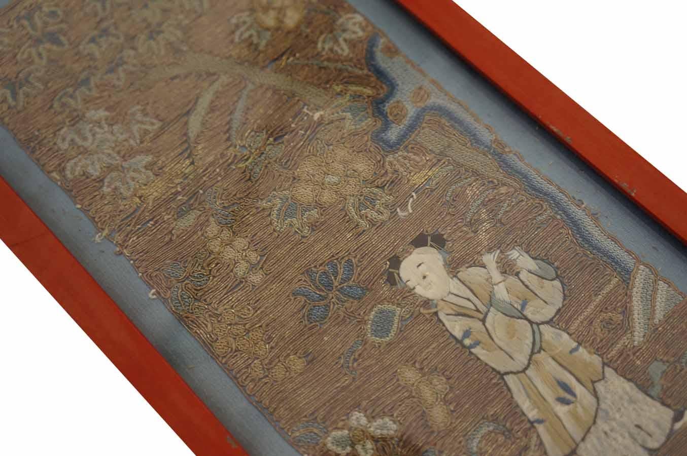 Metal Antique Chinese Textile 0' 5'' x 0' 22'' For Sale