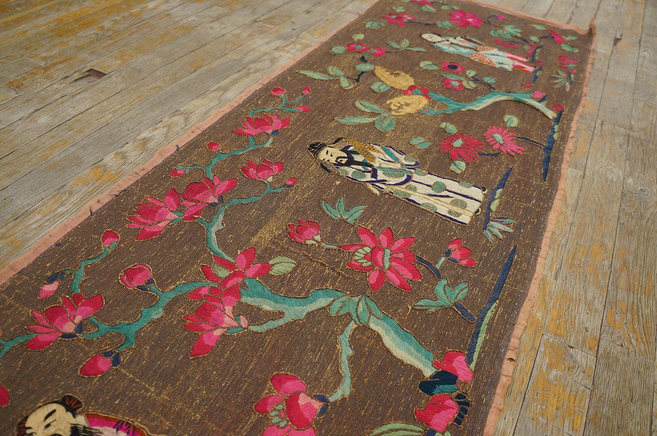 Late 19th Century Chinese Silk & Metal Embroidery ( 1' 9'' x 12' 9''-53 x 387 ) For Sale 3