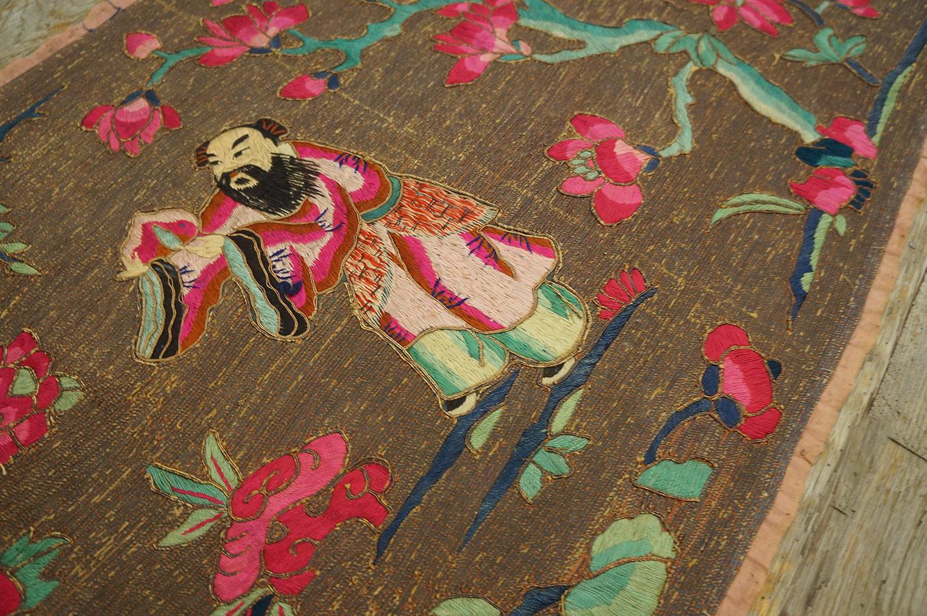 Late 19th Century Chinese Silk & Metal Embroidery ( 1' 9'' x 12' 9''-53 x 387 ) For Sale 4