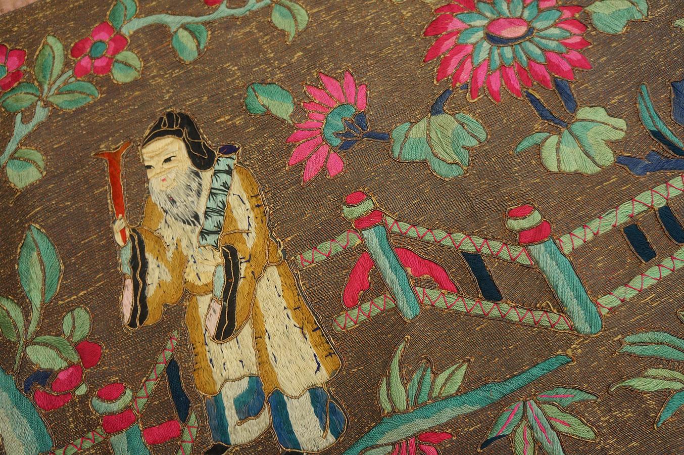 Late 19th Century Chinese Silk & Metal Embroidery ( 1' 9'' x 12' 9''-53 x 387 ) For Sale 2