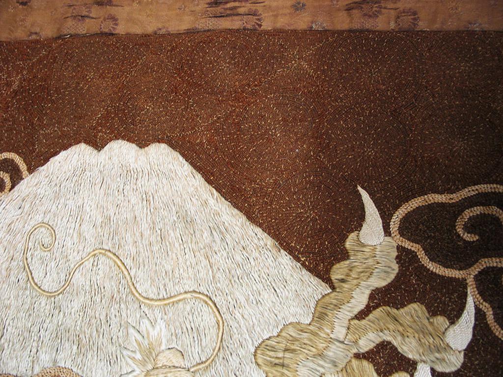 Late 19th Century Chinese Wool & Silk Dragon Embroidery (2'10