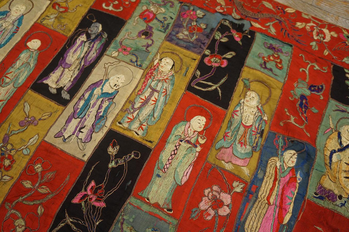 Mid 19th Century Silk Chinese Buddhist Embroidery ( 3' 6'' x 6' 2''- 106 x 188 ) For Sale 6